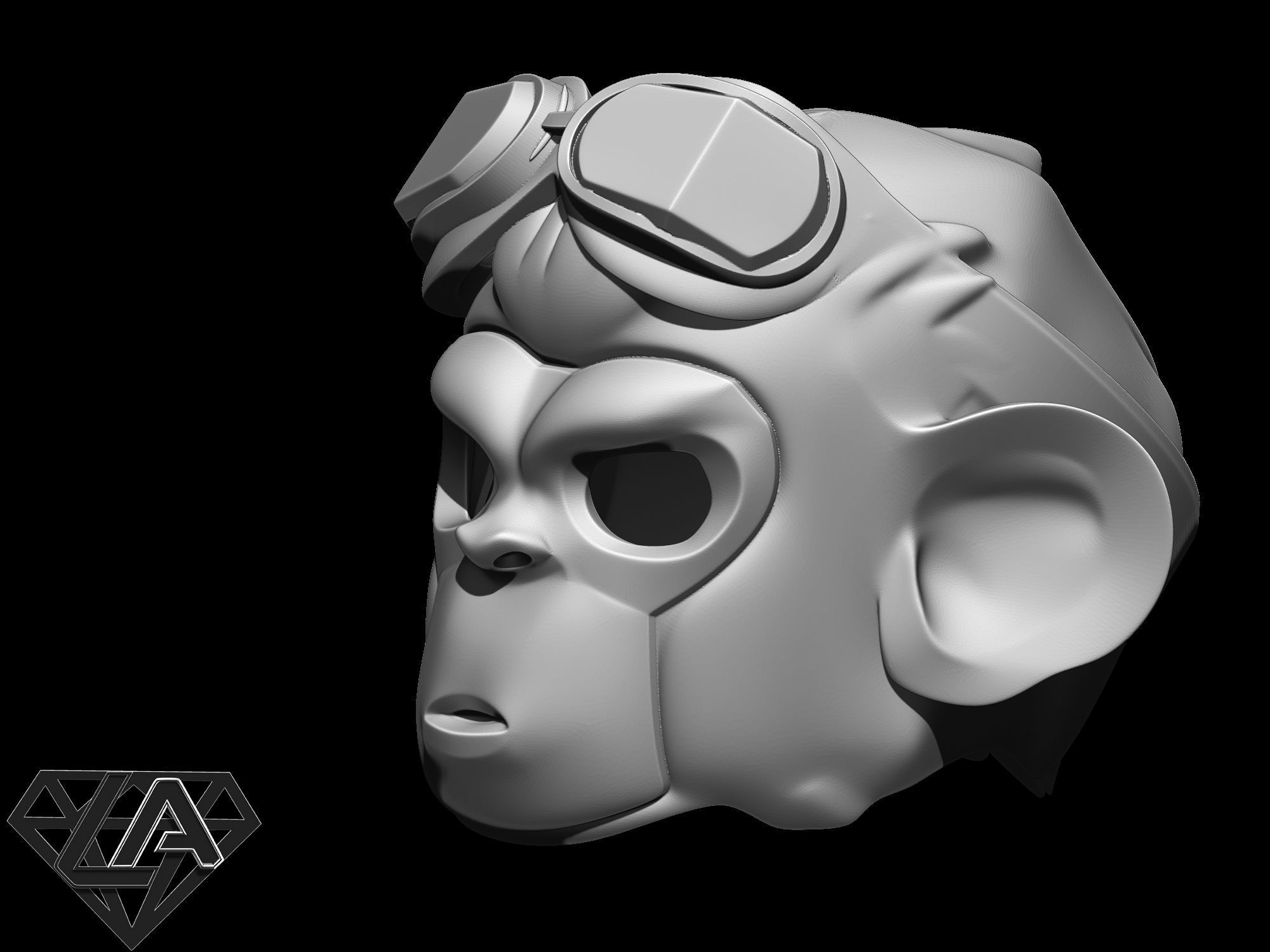 Monkey Pogo custom helmet 3D print model_10
