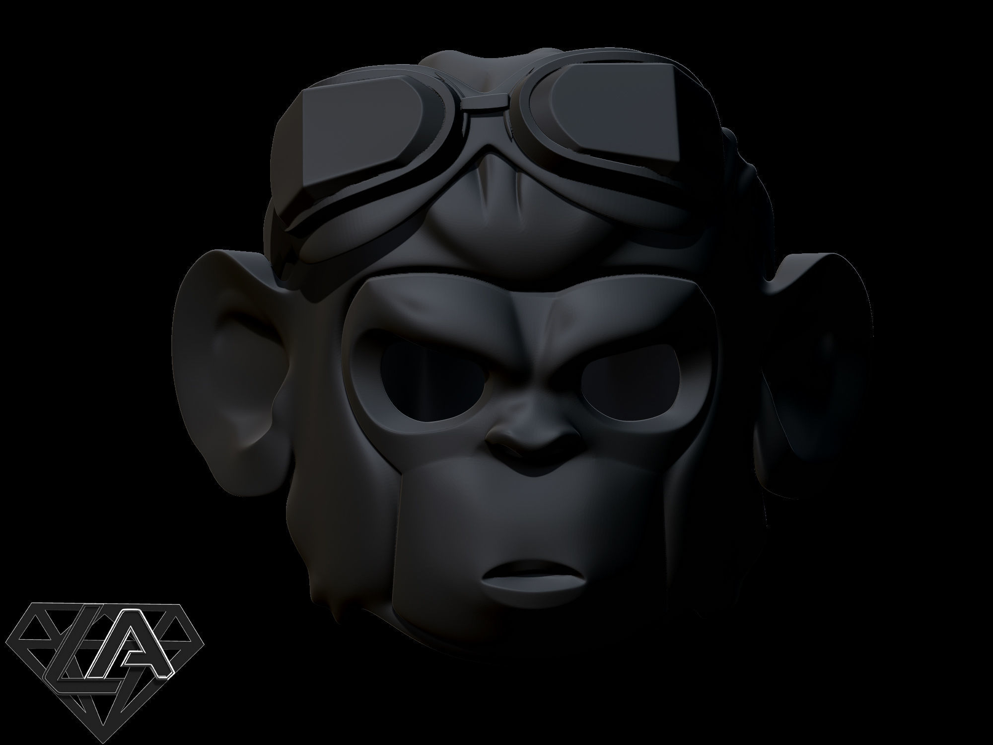 Monkey Pogo custom helmet 3D print model_1