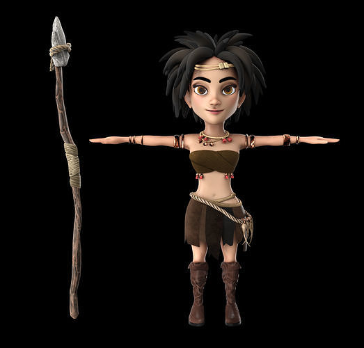 Indian girl Rigged Low-poly 3D model