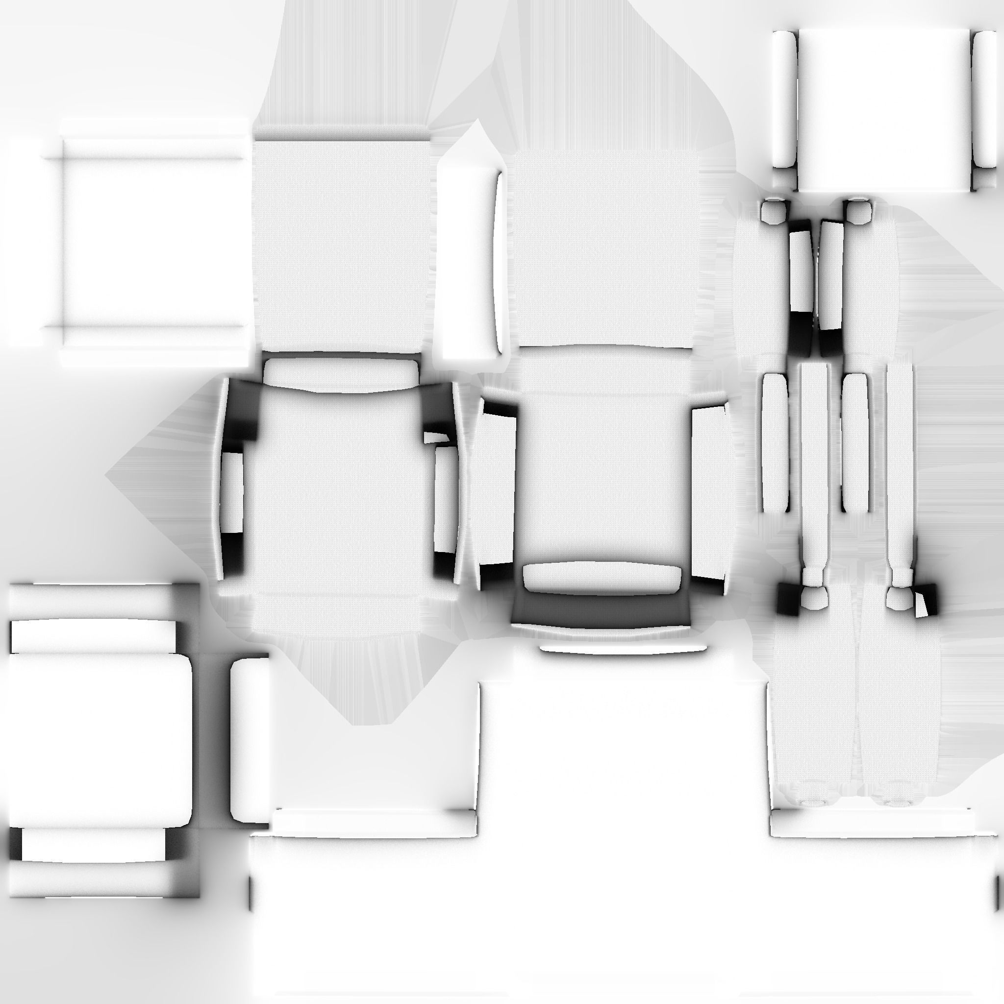 White Wood Armchair - Furniture Interior Design Low-poly 3D model_12