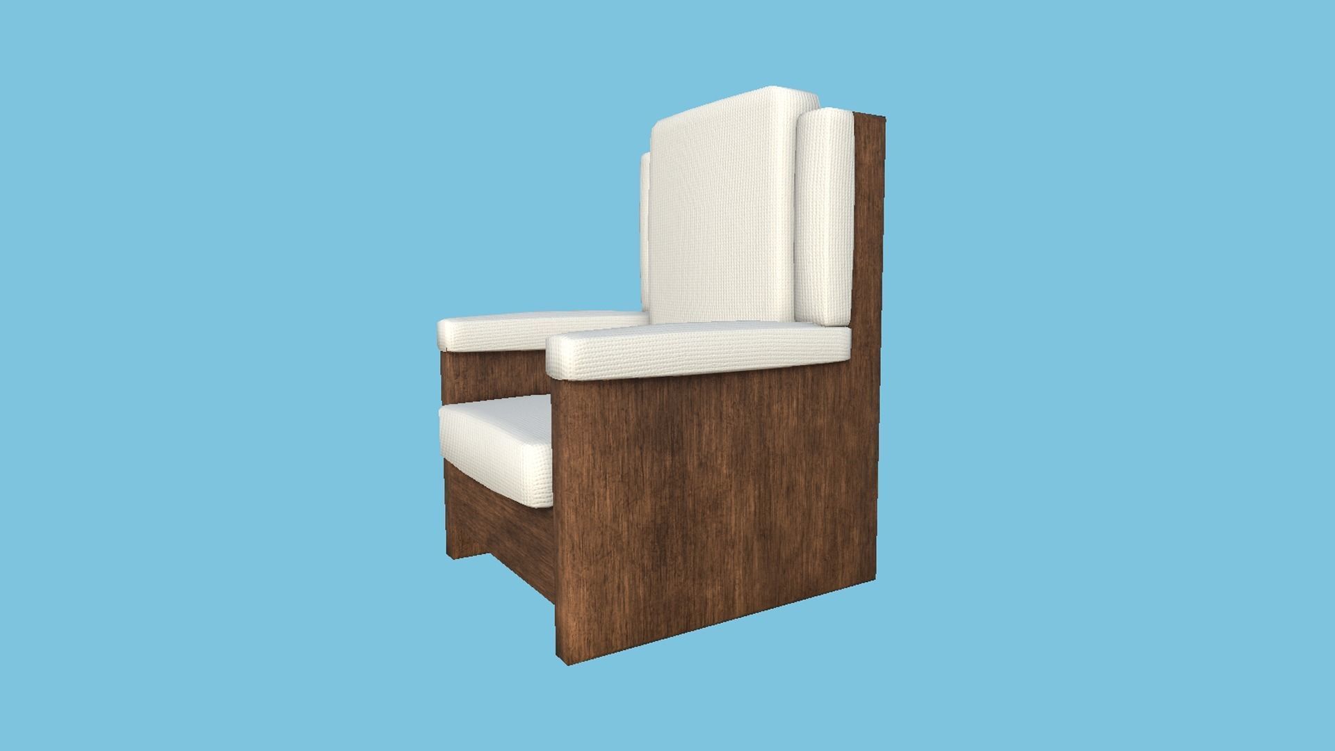 White Wood Armchair - Furniture Interior Design Low-poly 3D model_3