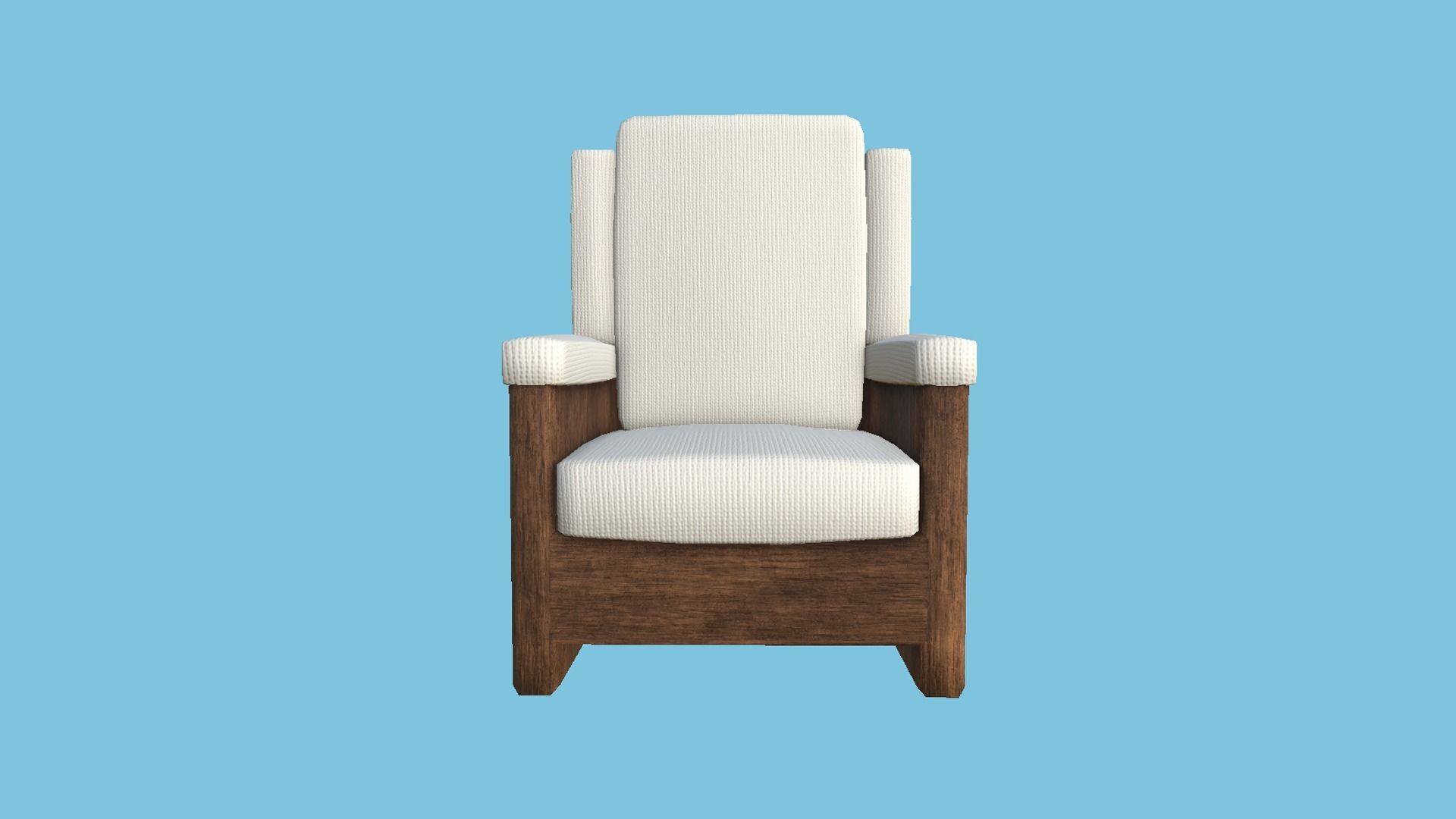 White Wood Armchair - Furniture Interior Design Low-poly 3D model_4