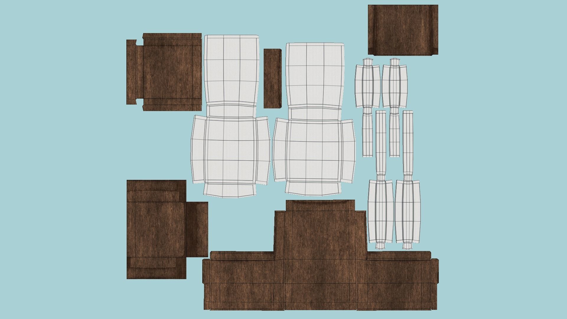 White Wood Armchair - Furniture Interior Design Low-poly 3D model_5