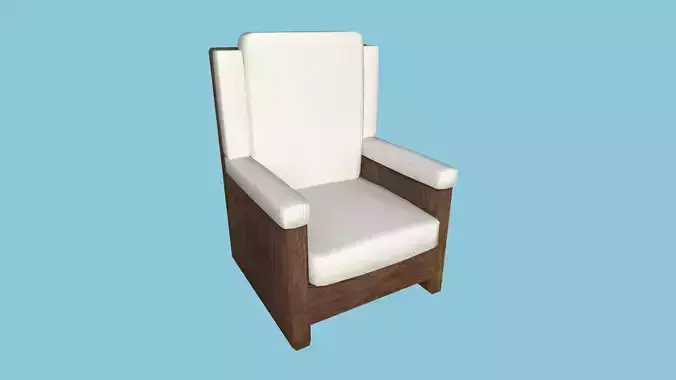 White Wood Armchair - Furniture Interior Design Low-poly 3D model