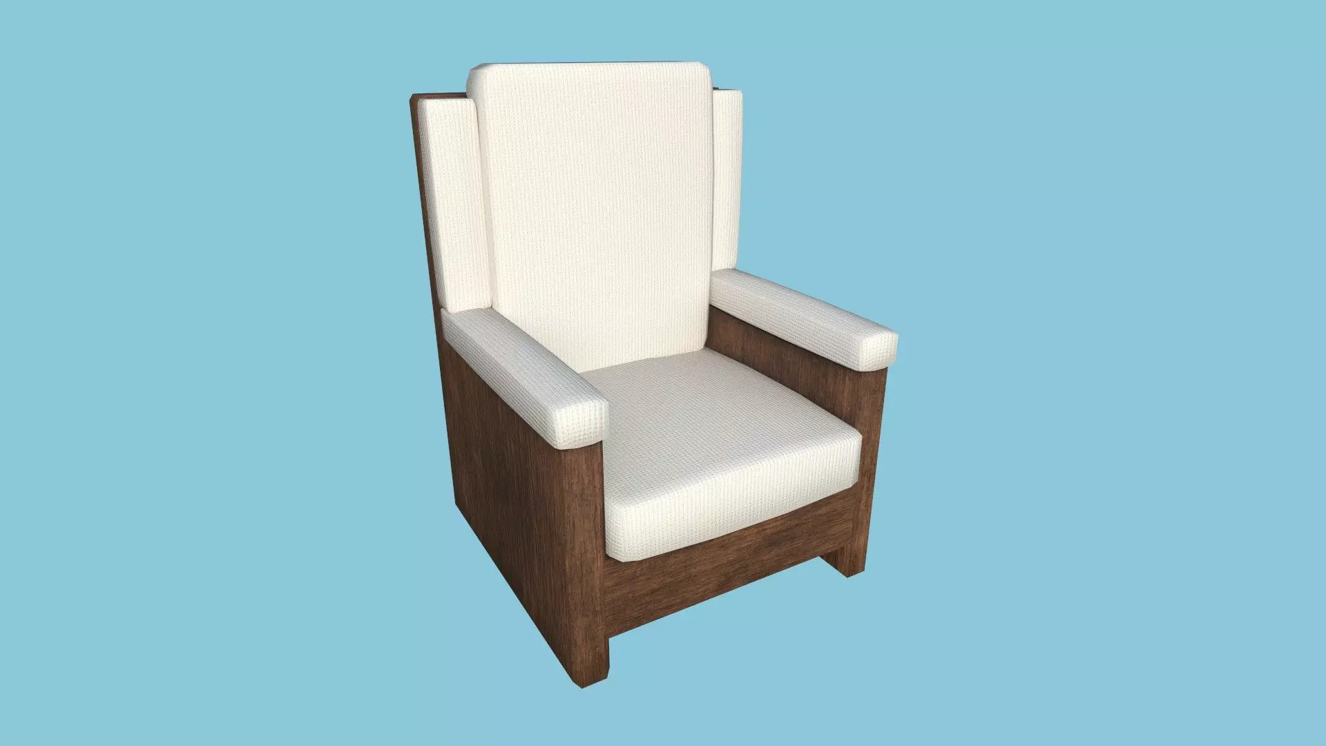 White Wood Armchair - Furniture Interior Design Low-poly 3D model_0