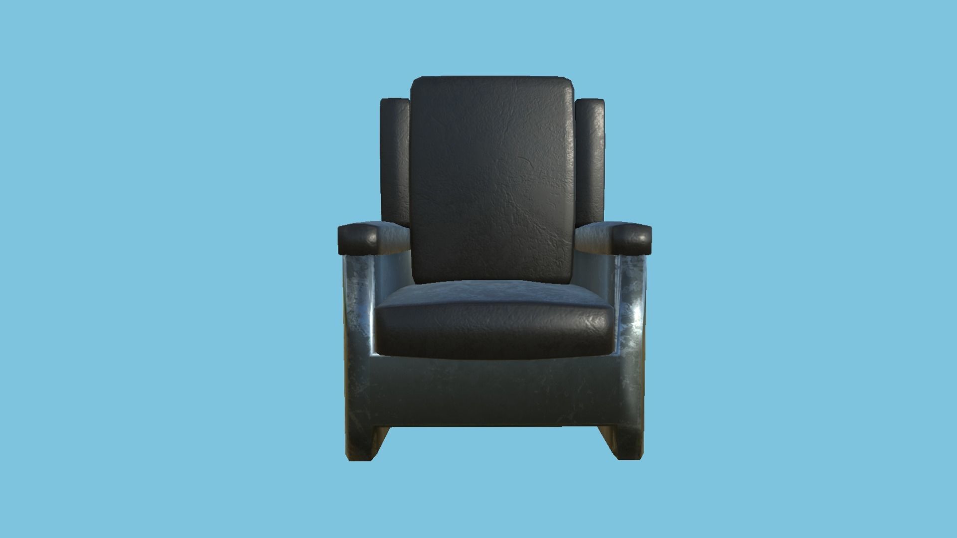 Full Black Armchair - Furniture Interior Design Low-poly 3D model_4
