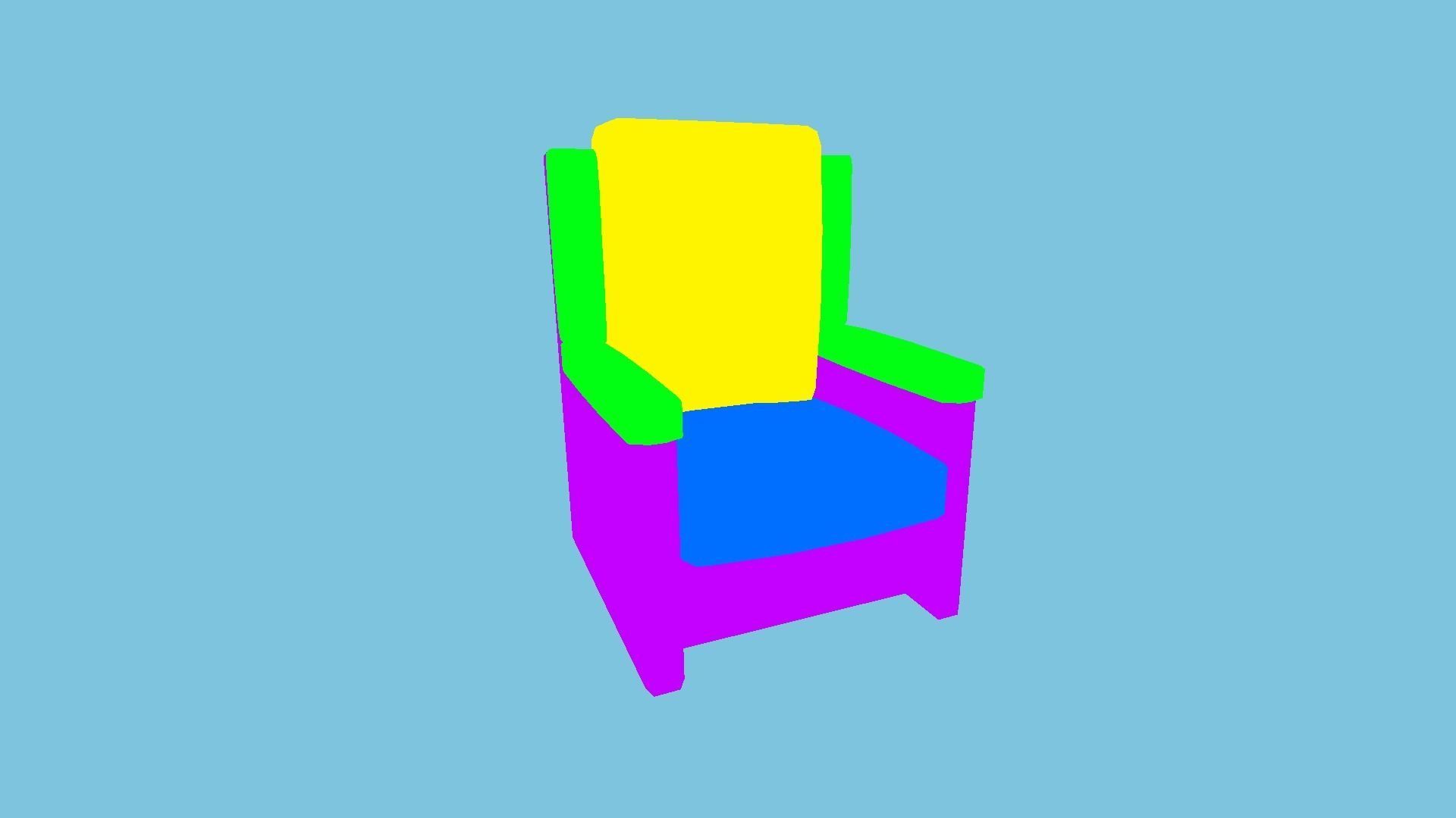 Full Black Armchair - Furniture Interior Design Low-poly 3D model_7