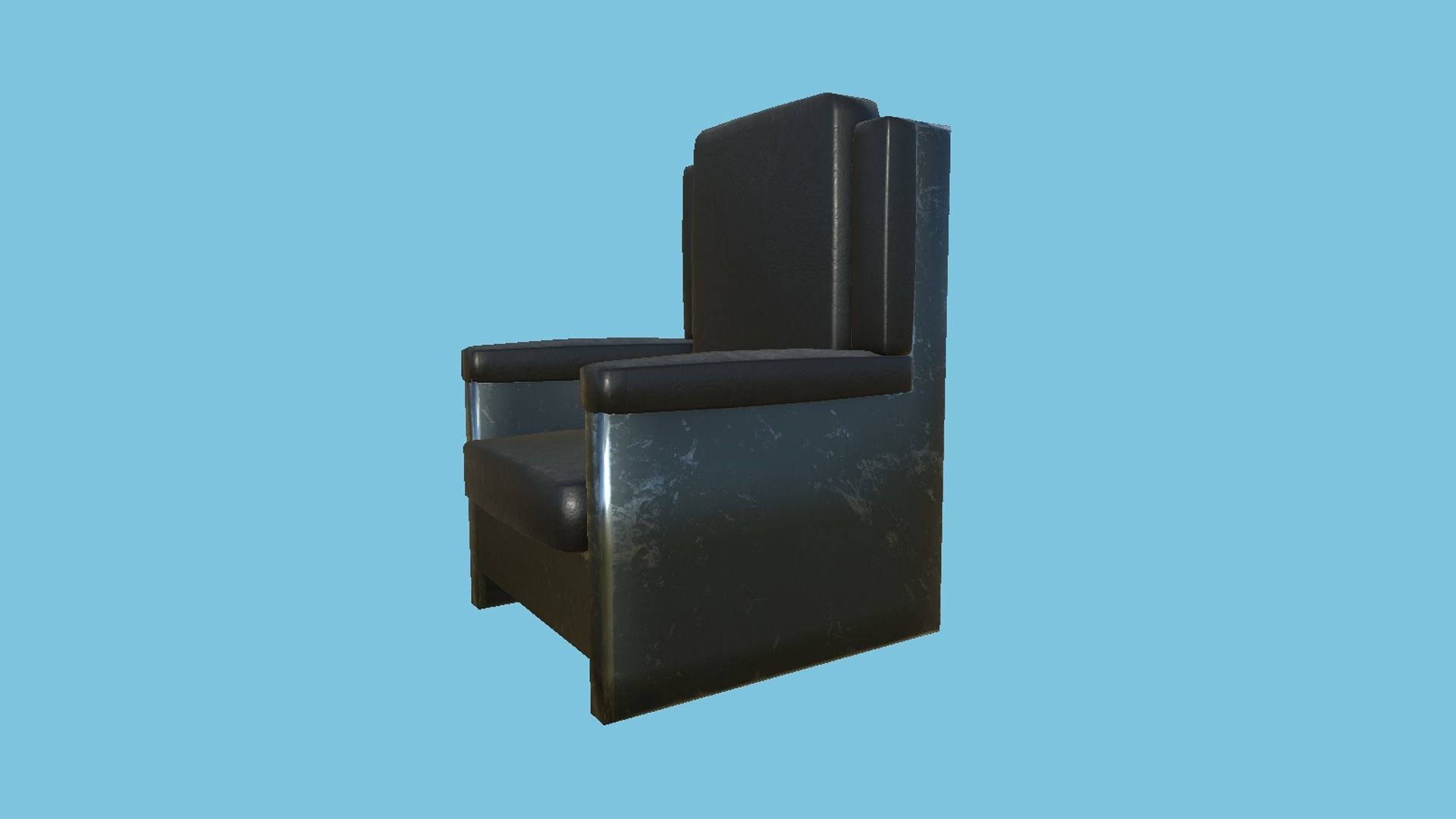 Full Black Armchair - Furniture Interior Design Low-poly 3D model_3