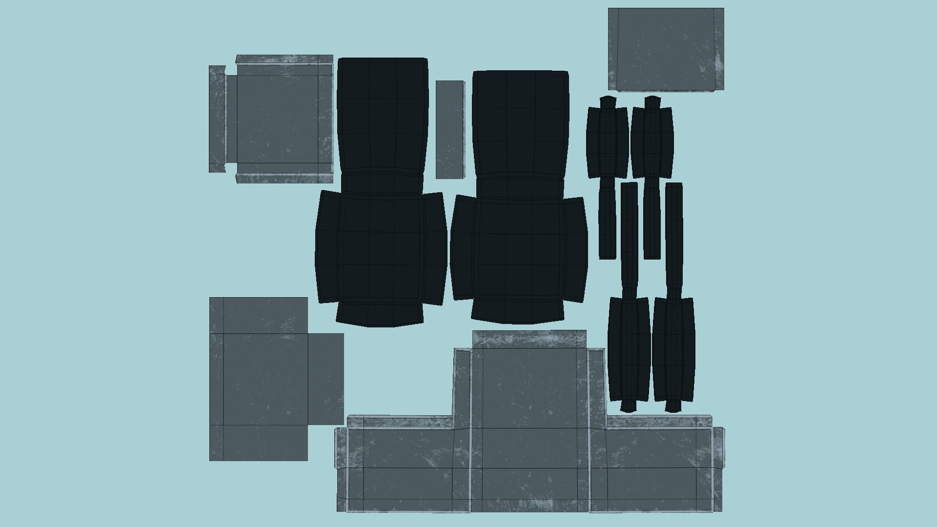 Full Black Armchair - Furniture Interior Design Low-poly 3D model_5