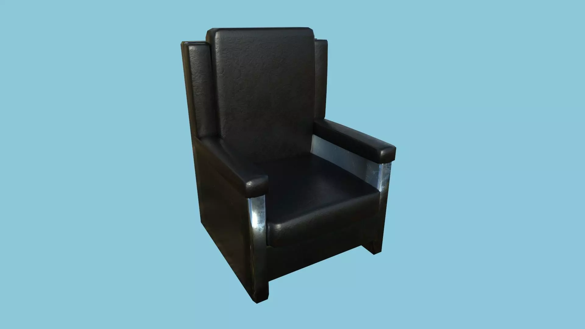 Full Black Armchair - Furniture Interior Design Low-poly 3D model_0