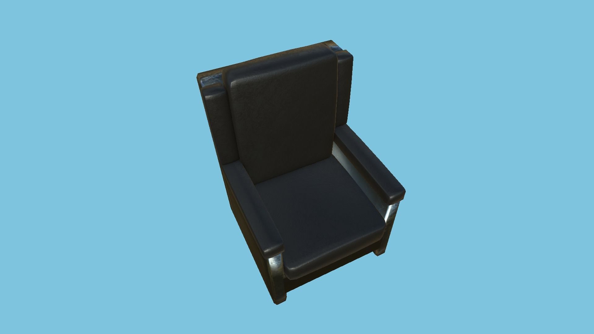 Full Black Armchair - Furniture Interior Design Low-poly 3D model_1