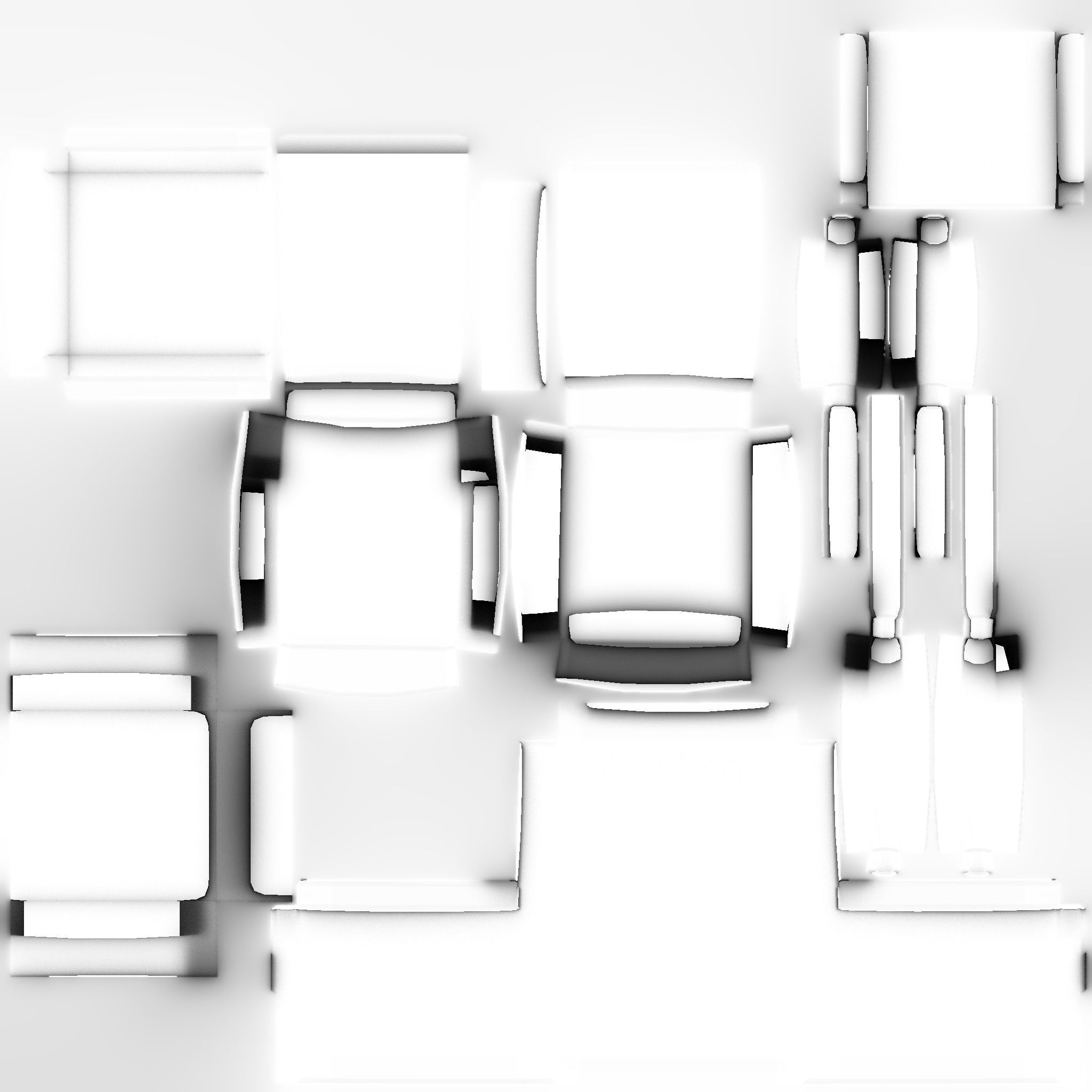 Full Black Armchair - Furniture Interior Design Low-poly 3D model_12