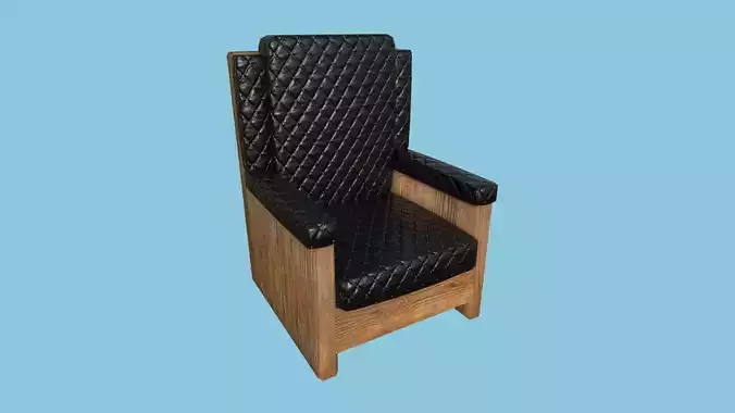 Black Leather Wood Armchair - Furniture Interior Design Low-poly 3D model