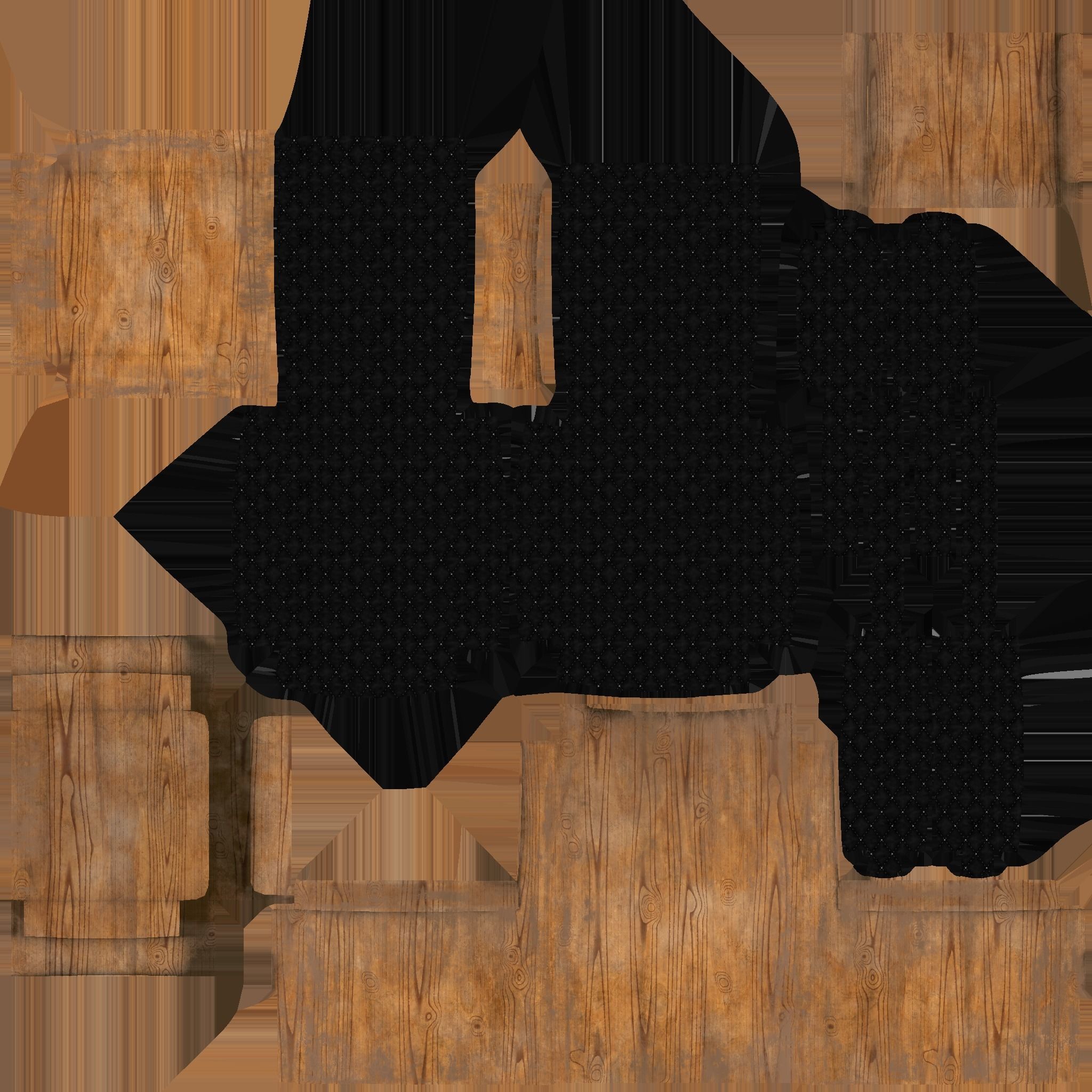 Black Leather Wood Armchair - Furniture Interior Design Low-poly 3D model_14