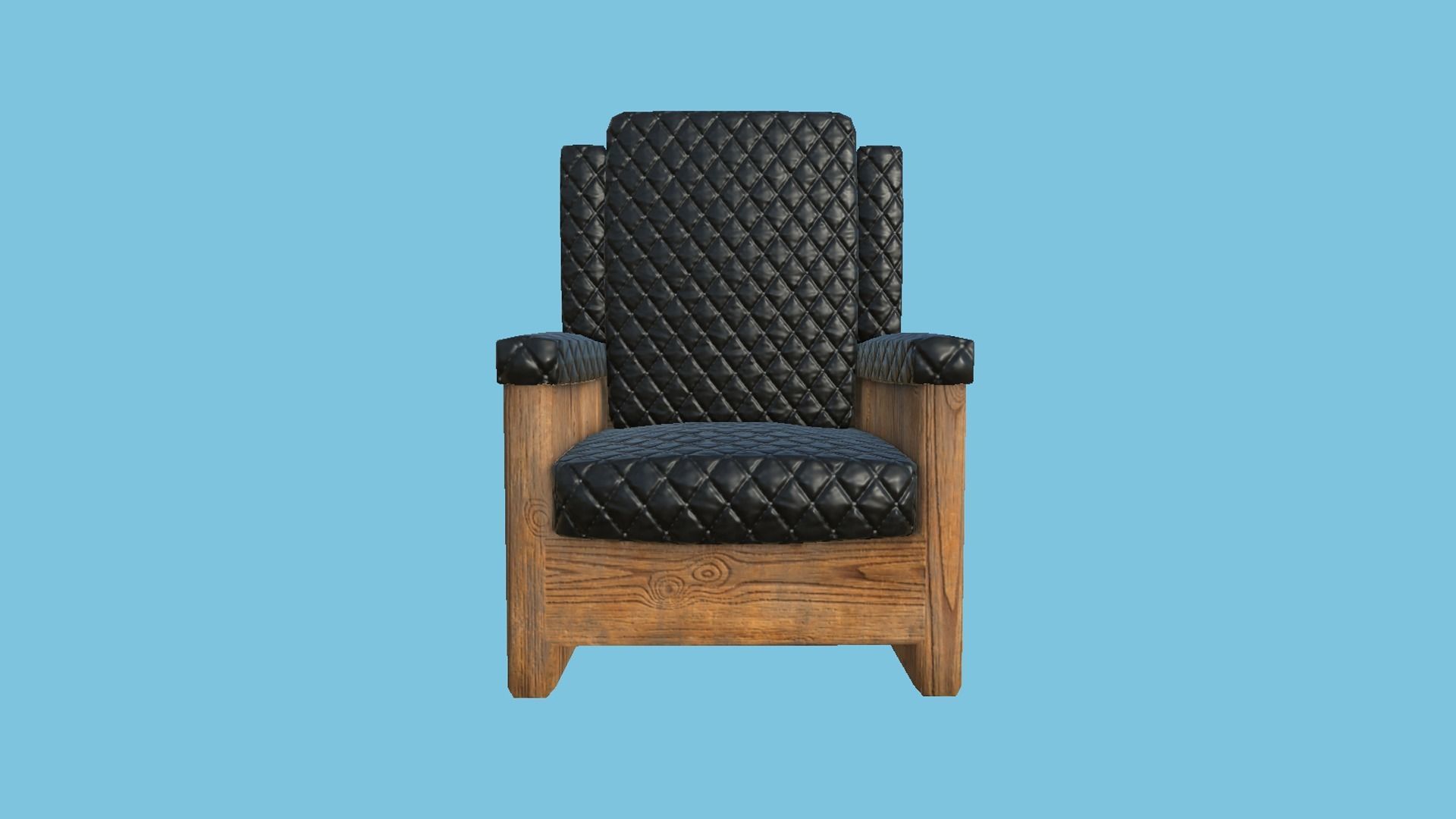 Black Leather Wood Armchair - Furniture Interior Design Low-poly 3D model_4