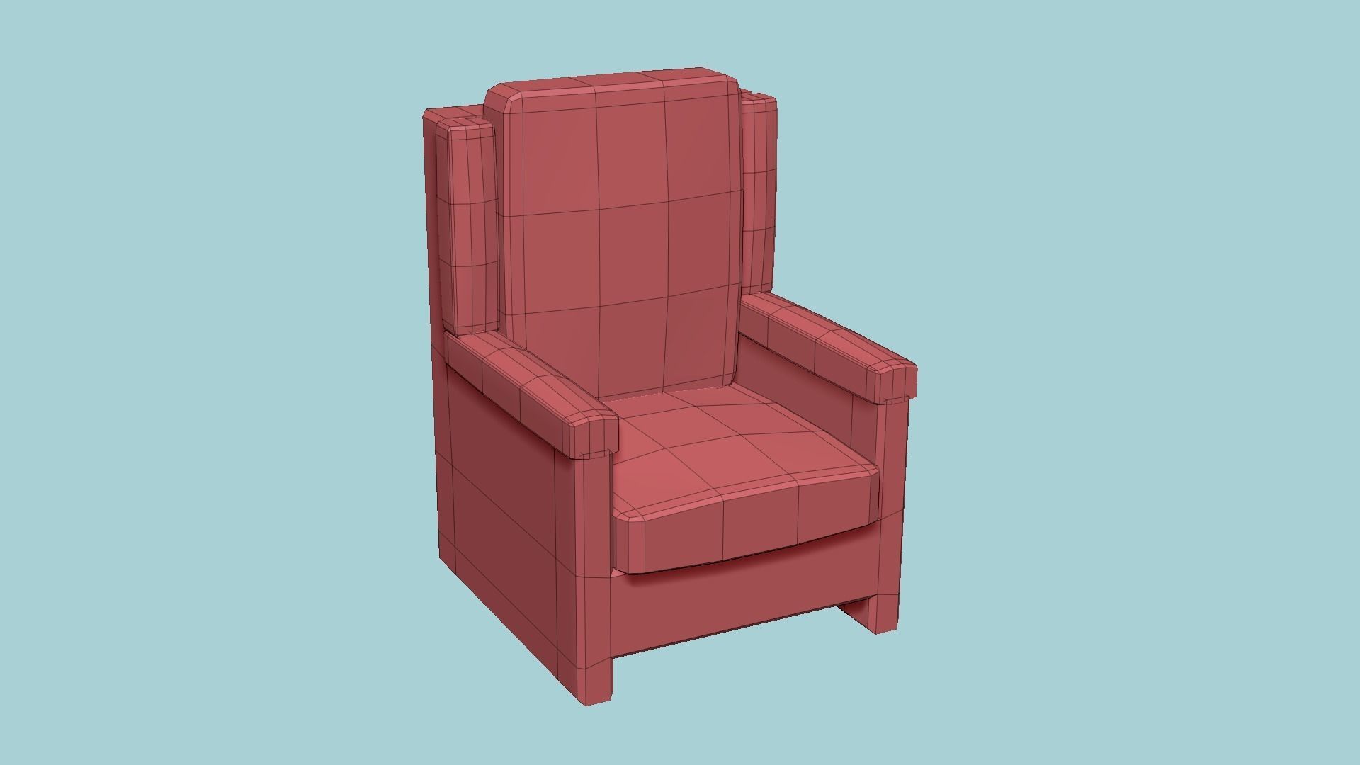Leather Armchair - Furniture Interior Design Low-poly 3D model_9