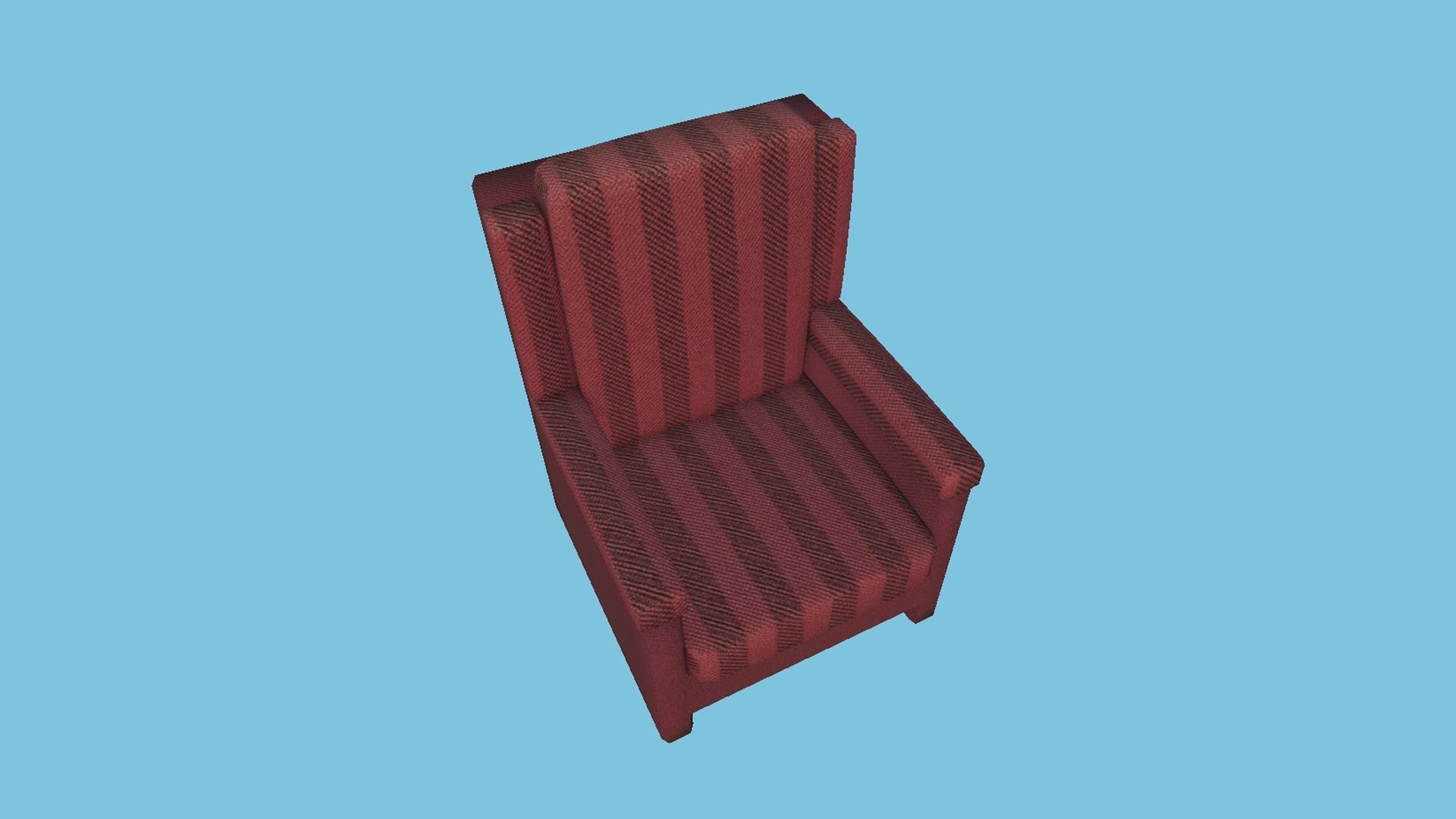 Red Stripes Armchair - Furniture Interior Design Free low-poly 3D model_1