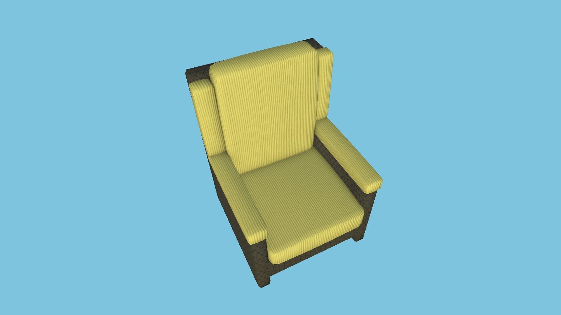 Yellow Armchair - Furniture Interior Design Low-poly 3D model_1