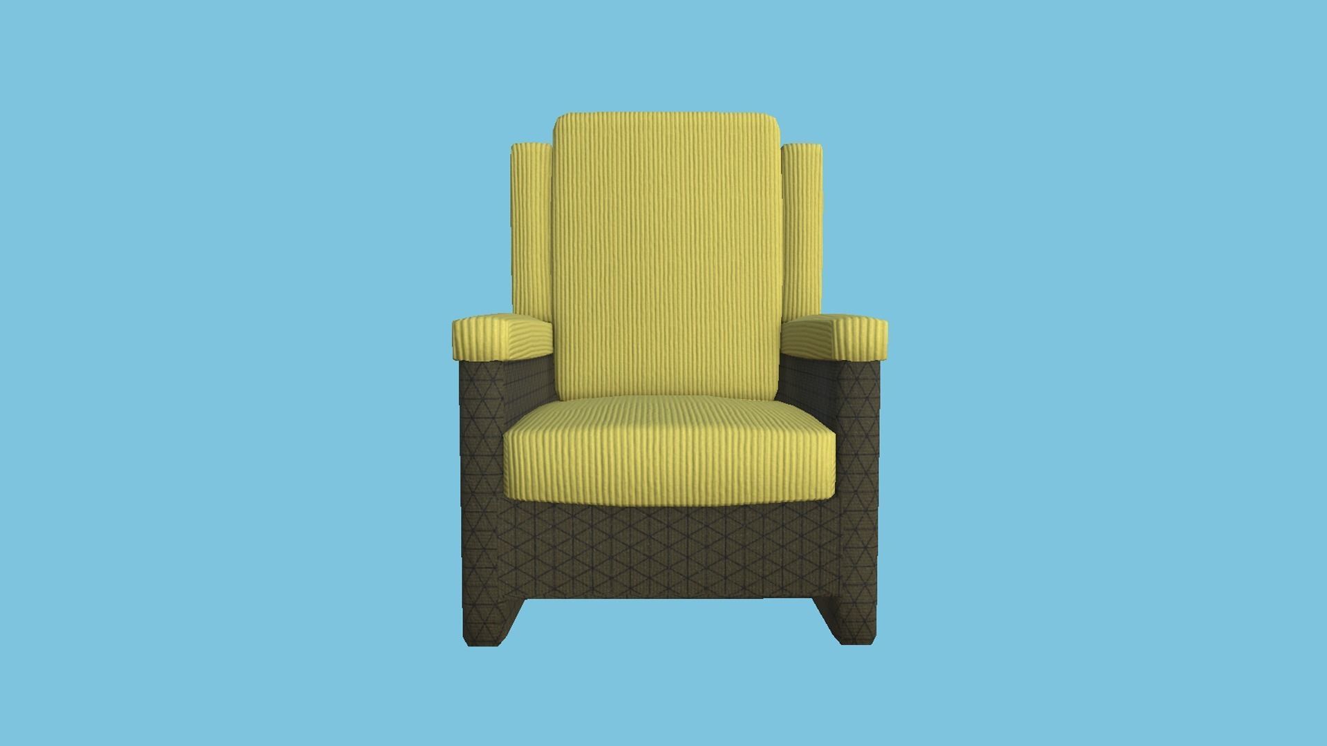 Yellow Armchair - Furniture Interior Design Low-poly 3D model_4