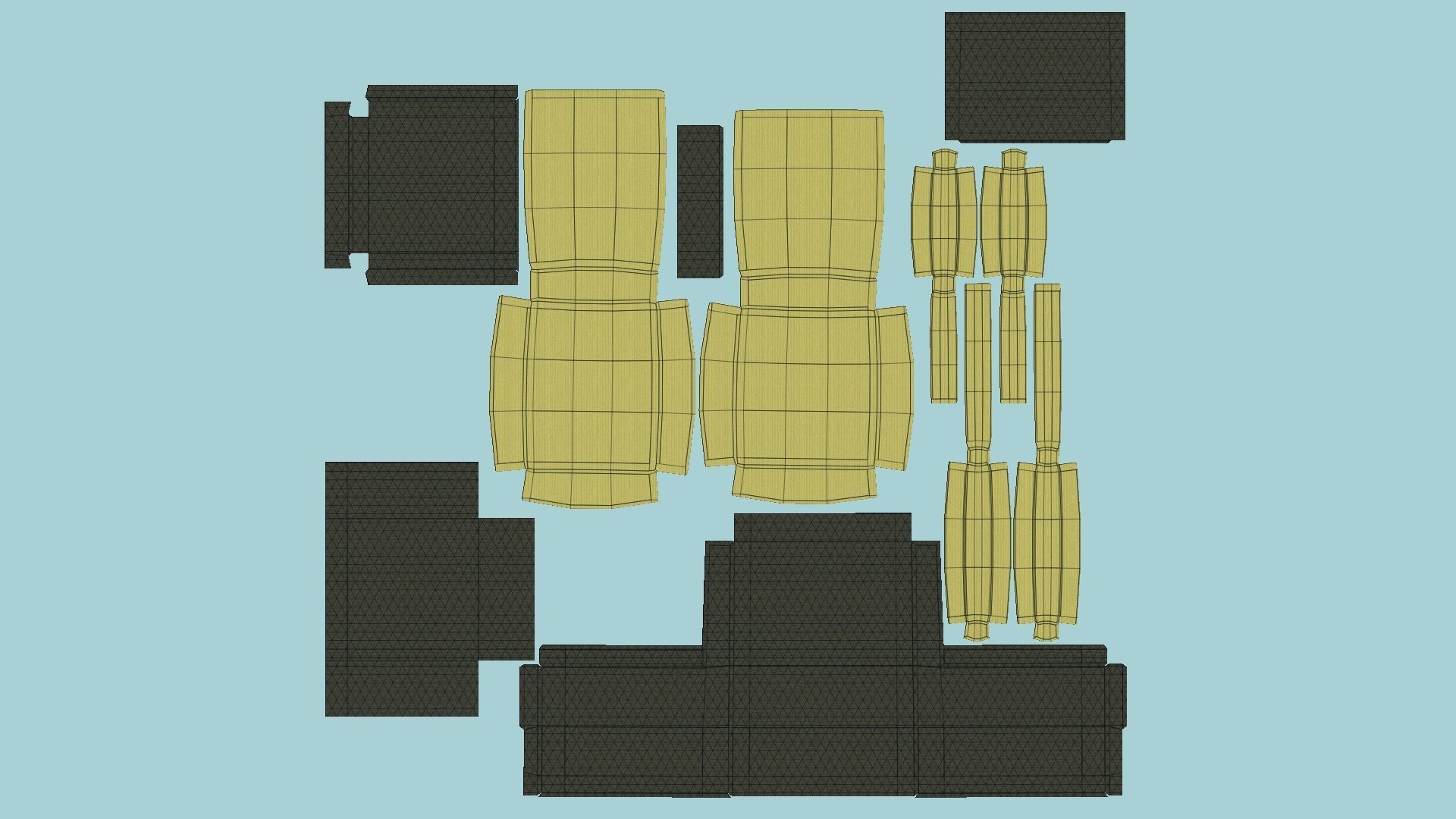 Yellow Armchair - Furniture Interior Design Low-poly 3D model_5