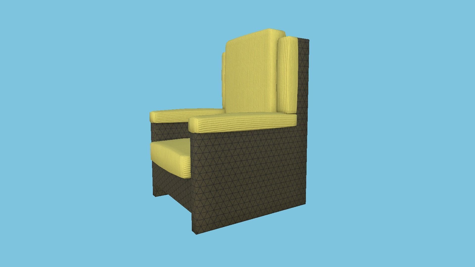 Yellow Armchair - Furniture Interior Design Low-poly 3D model_3