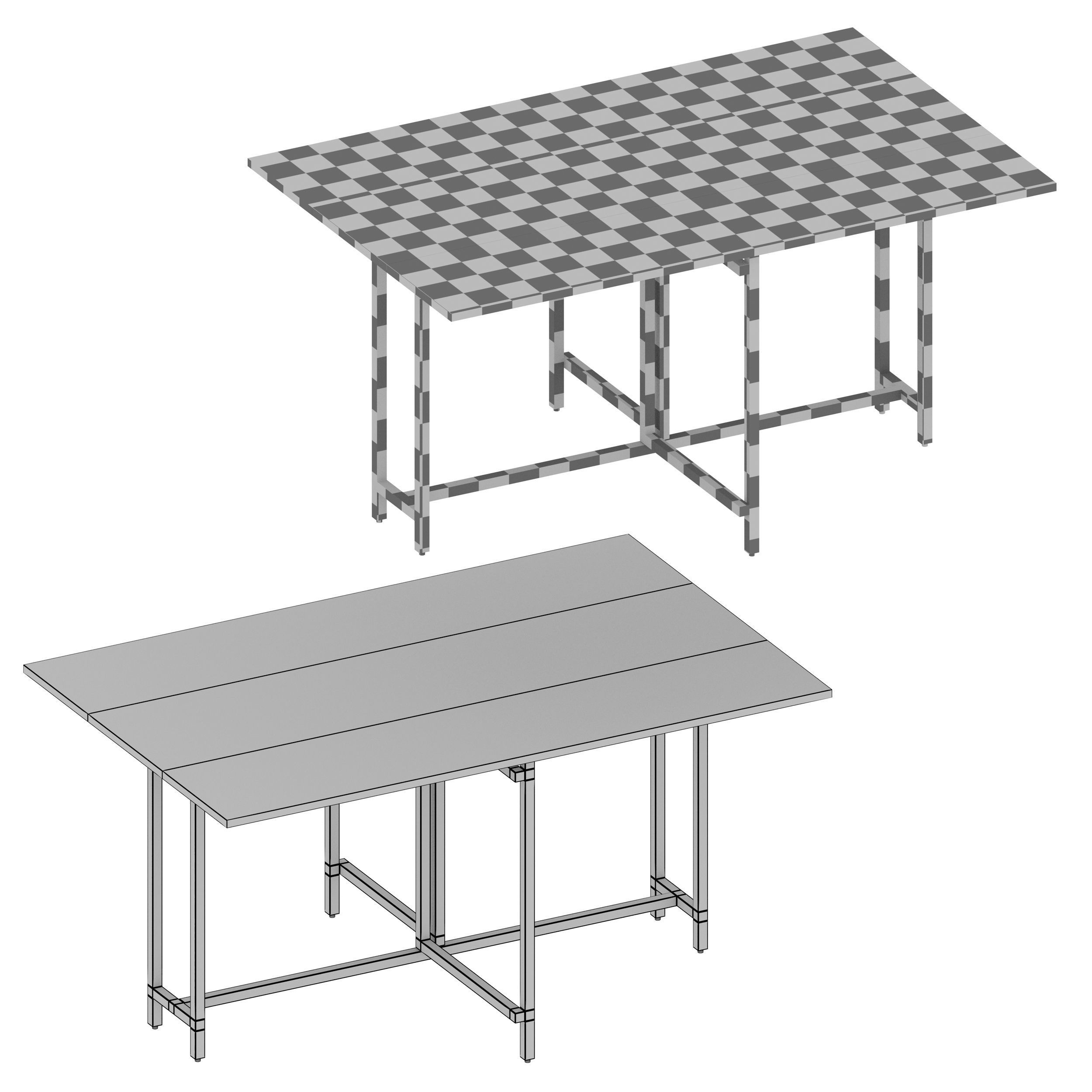 Origami Drop Leaf Rectangular Dining Table Crate and Barrel 3D model_10