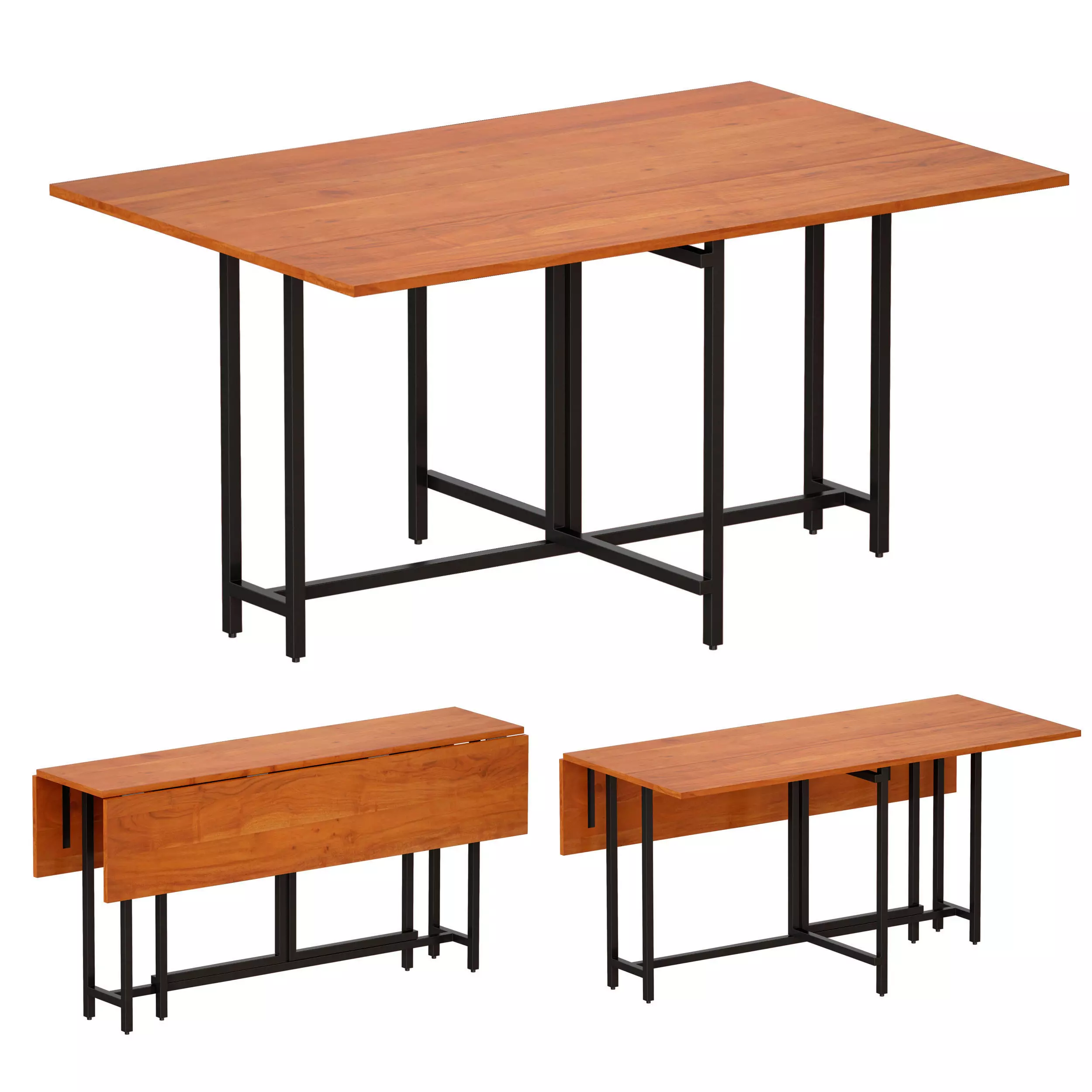Origami Drop Leaf Rectangular Dining Table Crate and Barrel 3D model_0
