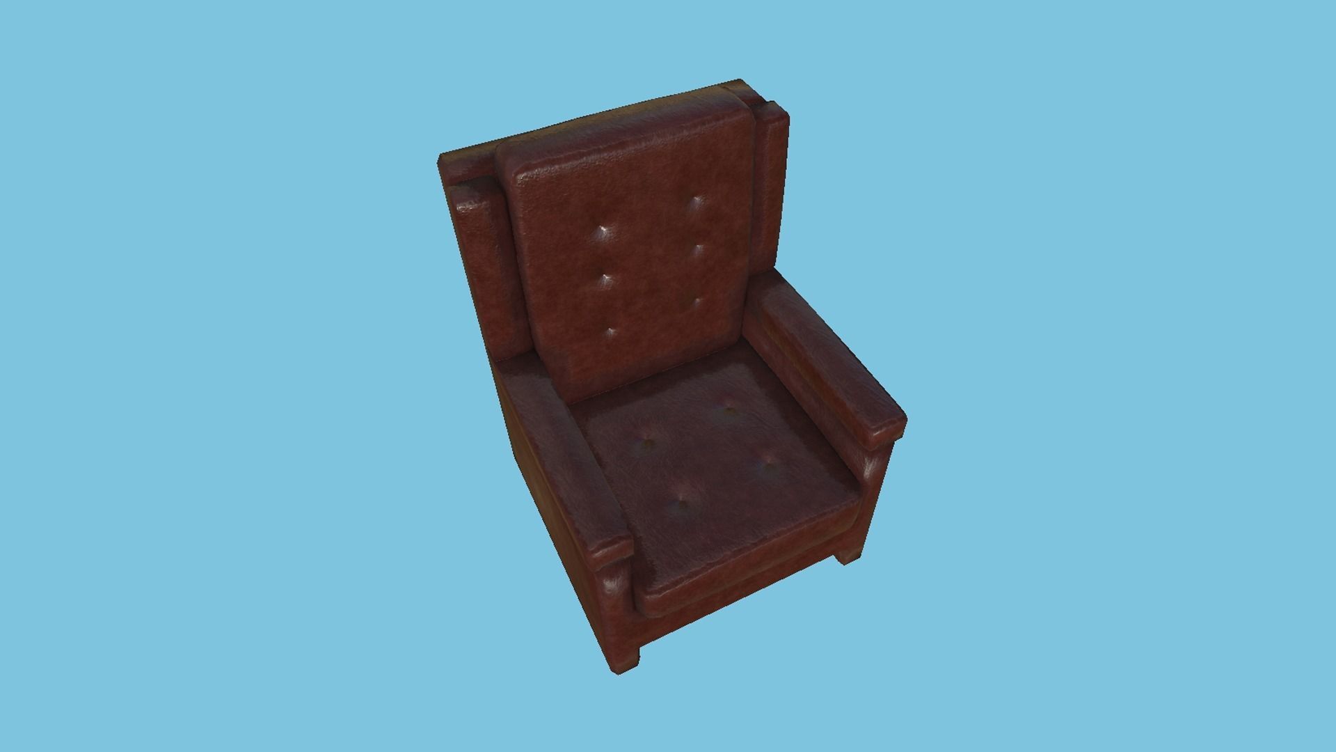 Shine Leather Armchair - Furniture Interior Design Low-poly 3D model_1