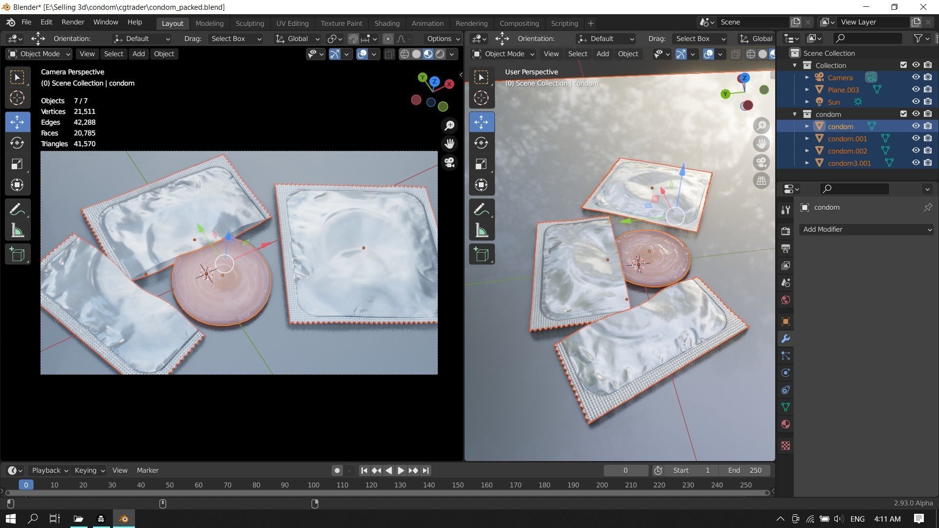 Package condom Low-poly 3D model_15