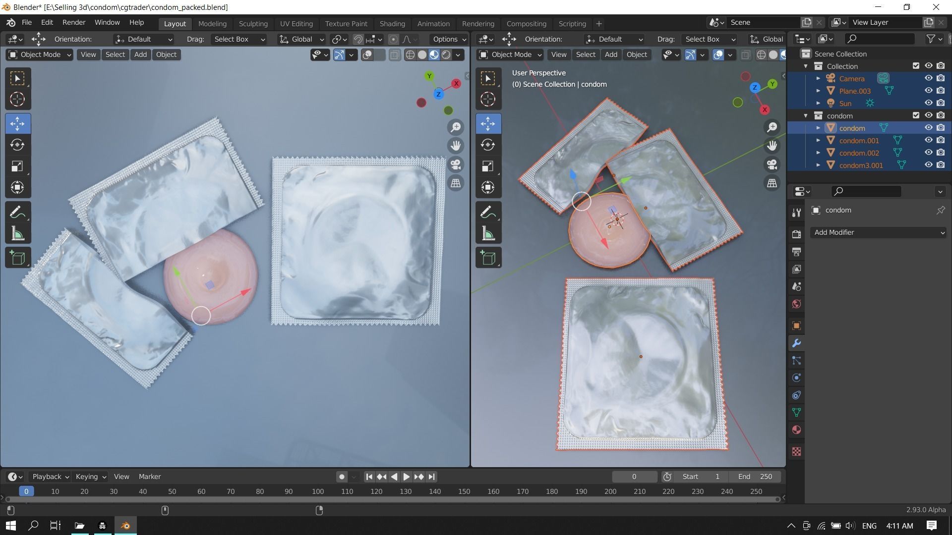 Package condom Low-poly 3D model_14
