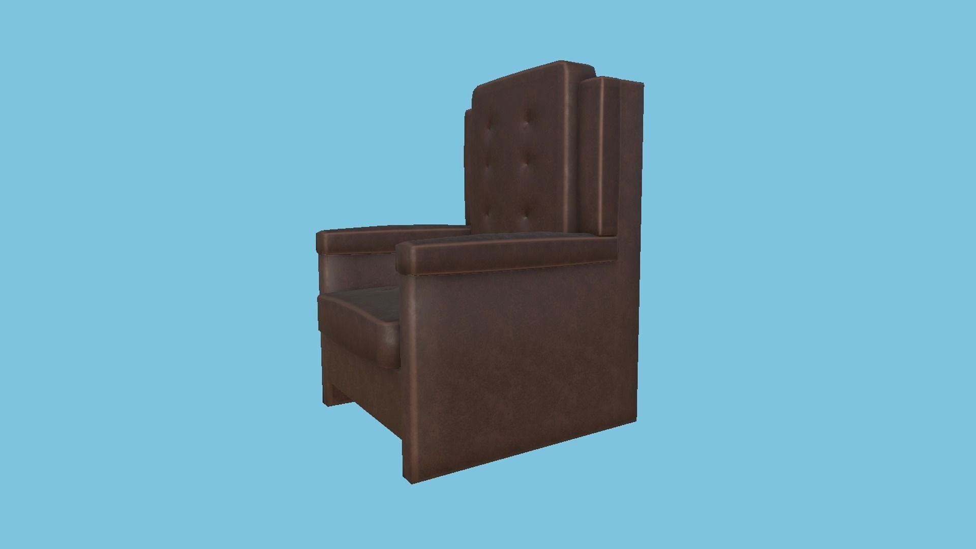 Brown Leather Armchair - Furniture Interior Design Low-poly 3D model_3