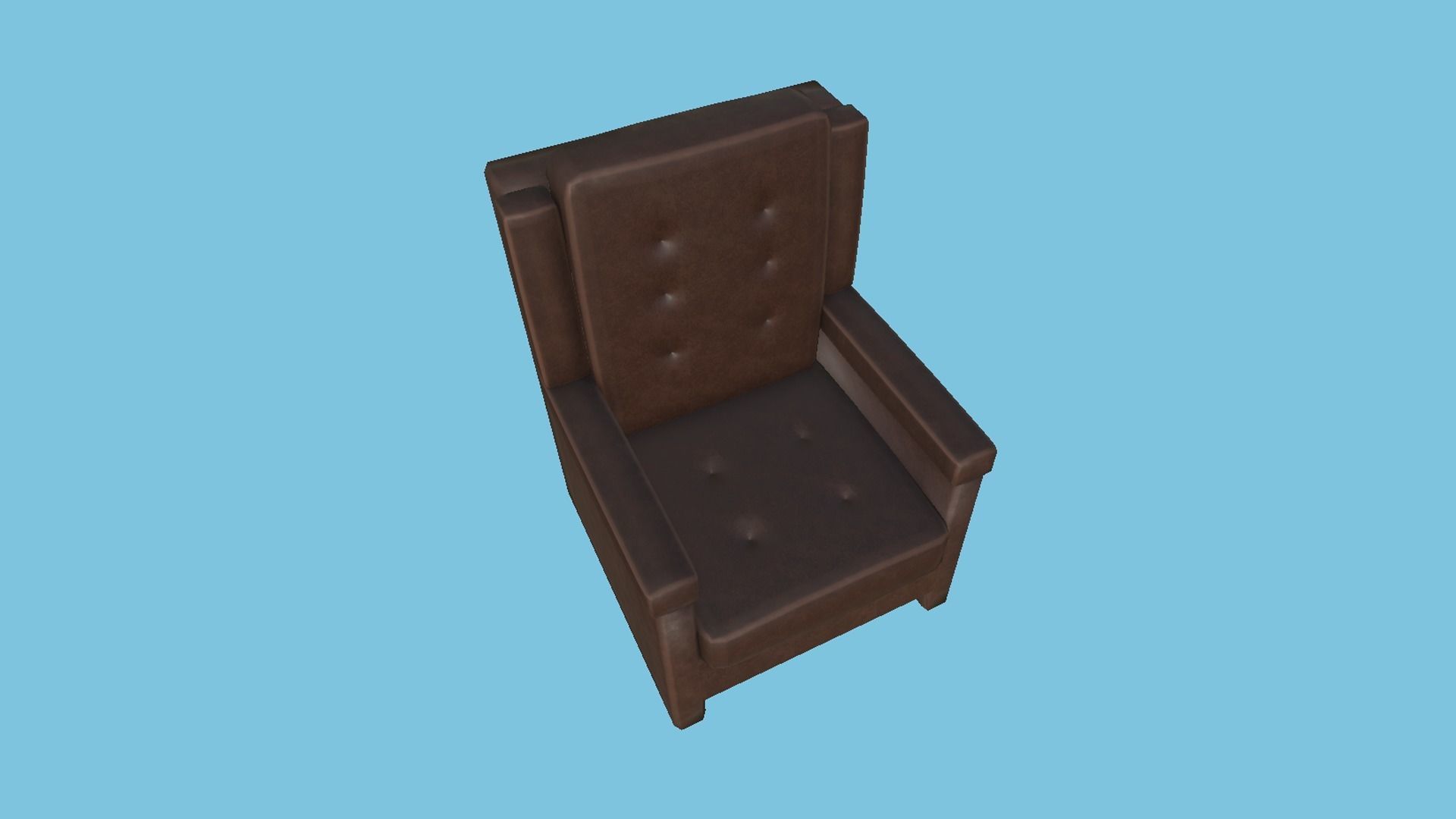 Brown Leather Armchair - Furniture Interior Design Low-poly 3D model_1