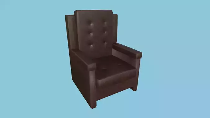 Brown Leather Armchair - Furniture Interior Design Low-poly 3D model