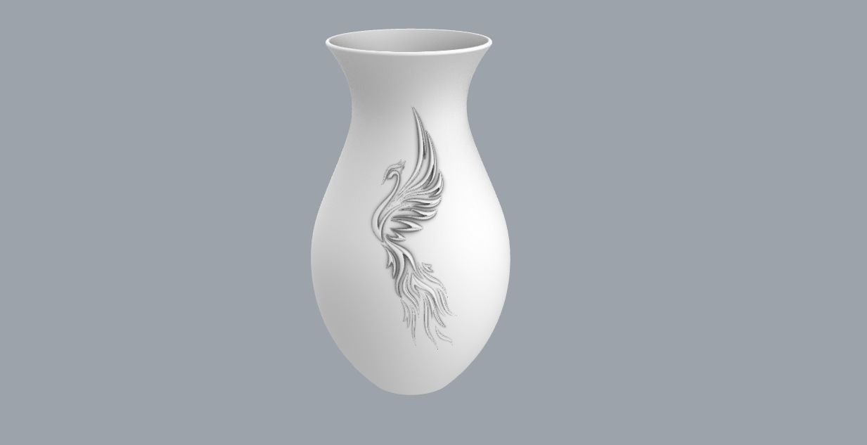 decorative phoenix vase 3D model_8