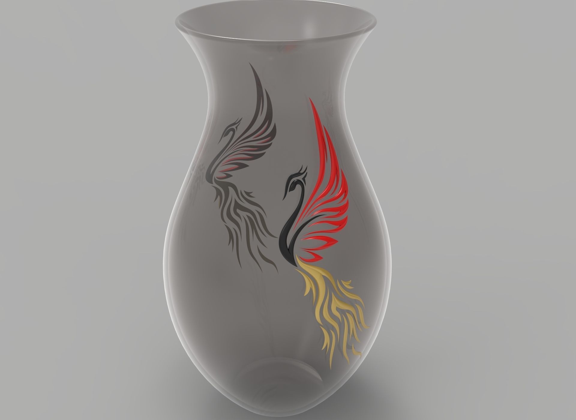 decorative phoenix vase 3D model_6