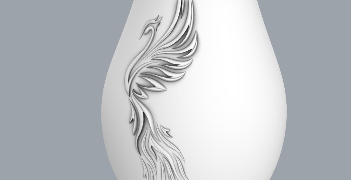 decorative phoenix vase 3D model_10