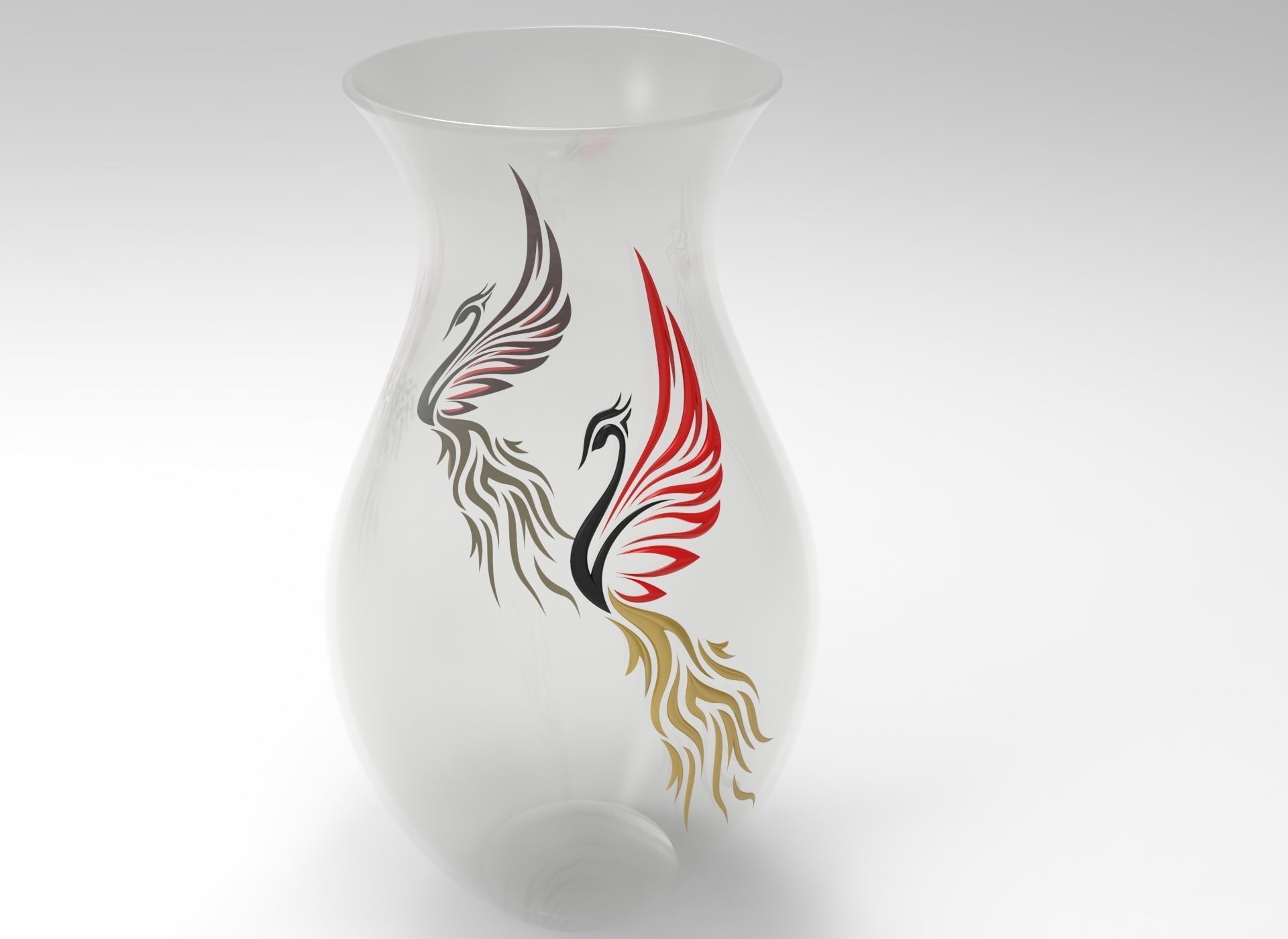 decorative phoenix vase 3D model_5