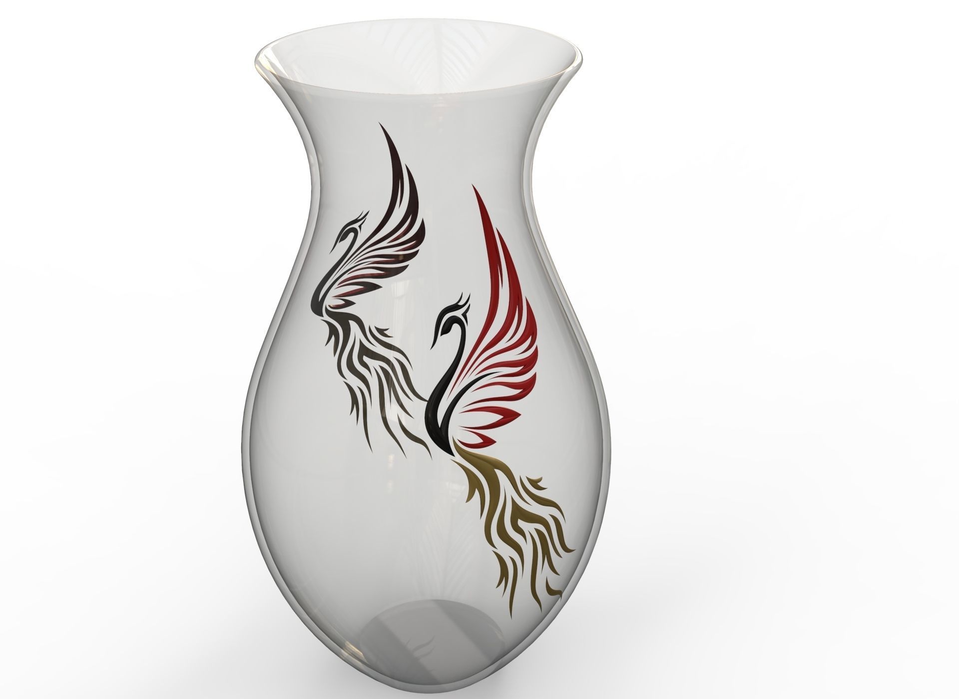 decorative phoenix vase 3D model_4