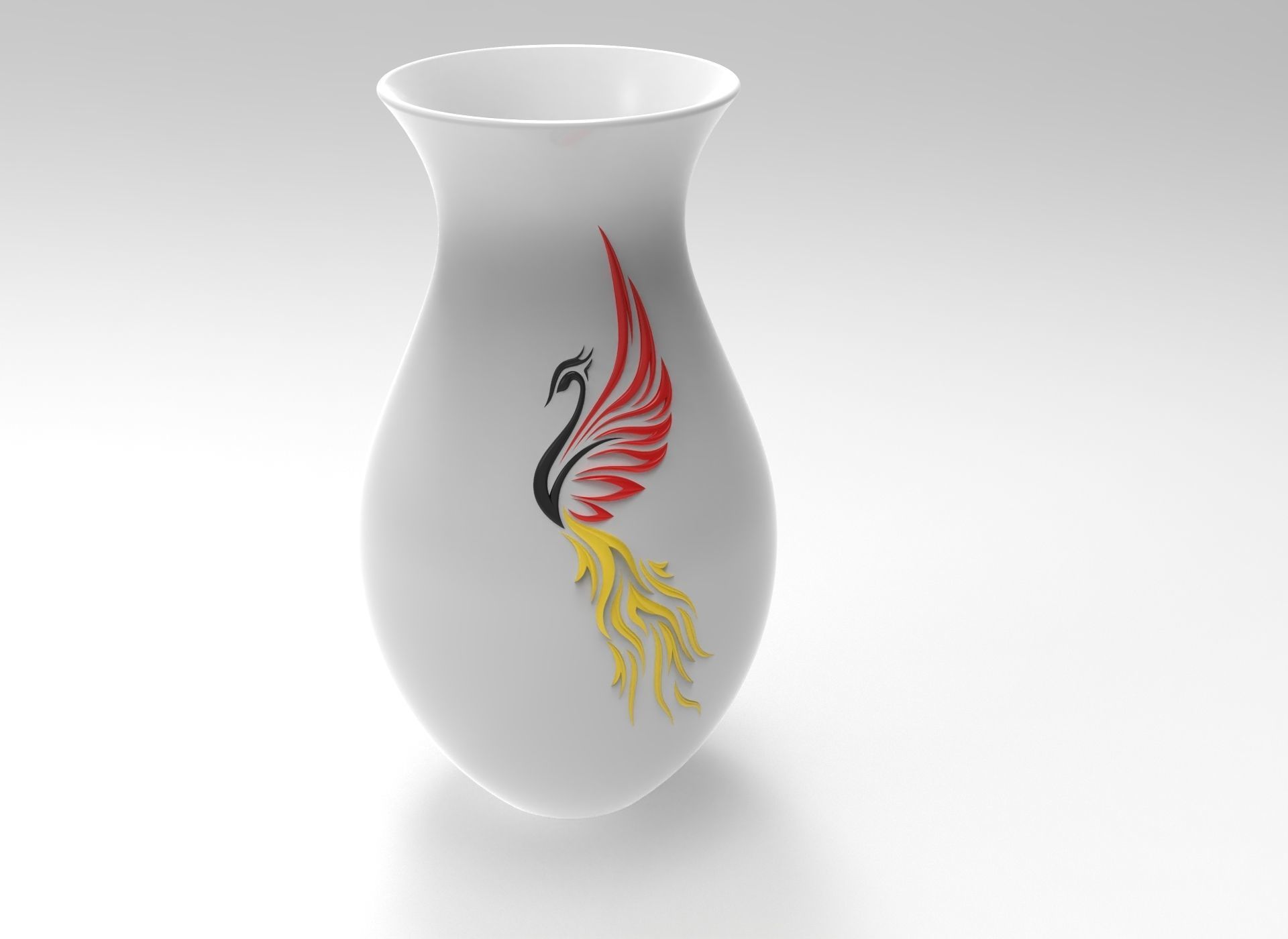decorative phoenix vase 3D model_3