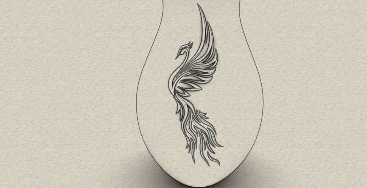 decorative phoenix vase 3D model_12