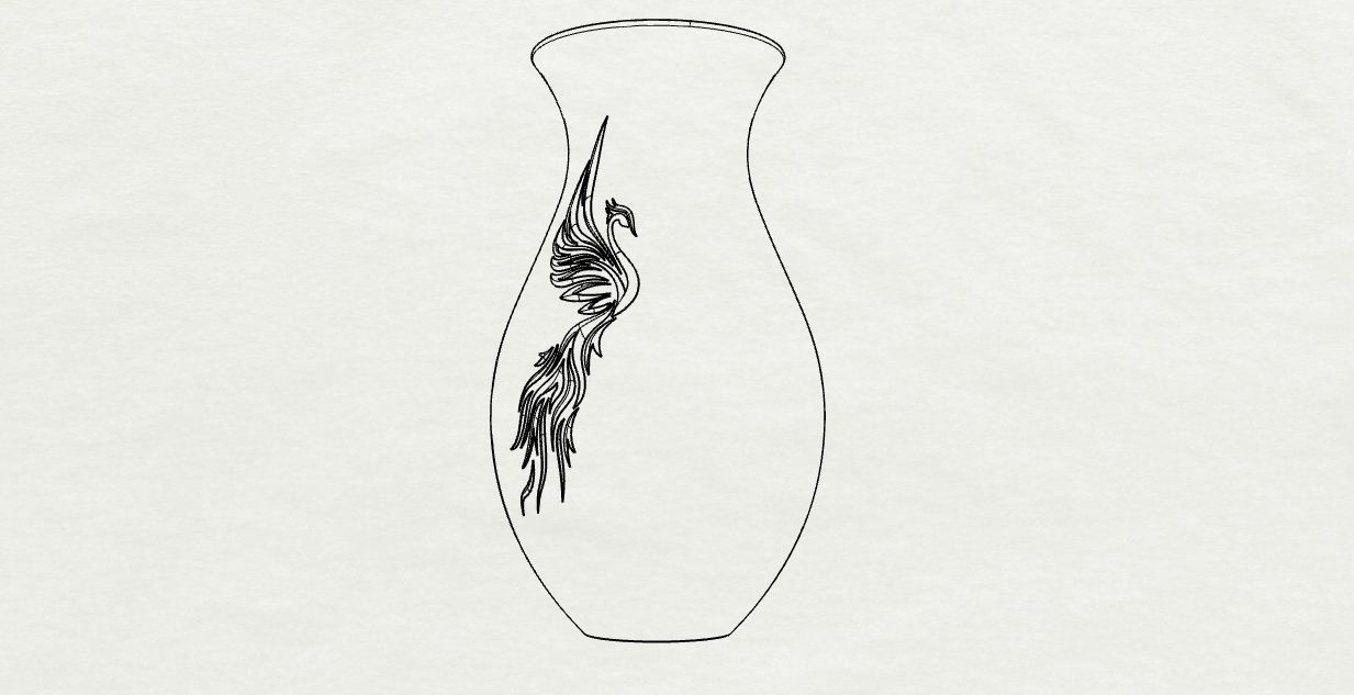 decorative phoenix vase 3D model_11