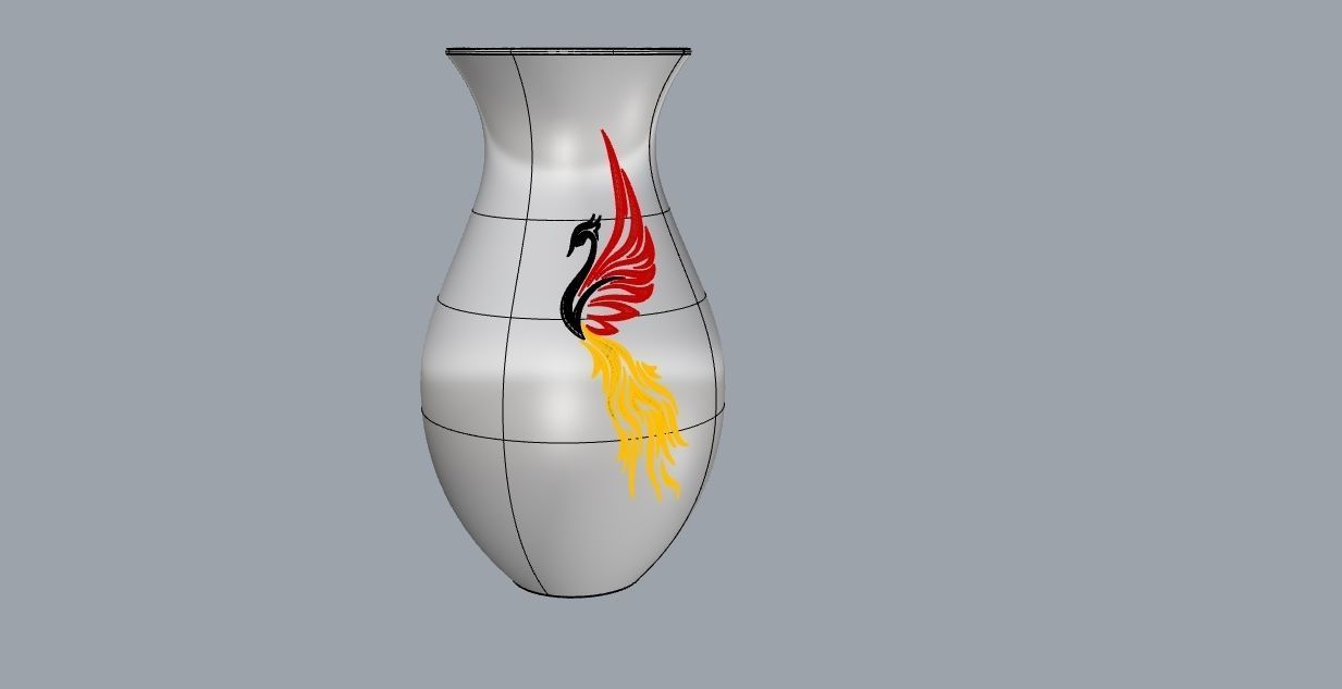 decorative phoenix vase 3D model_9