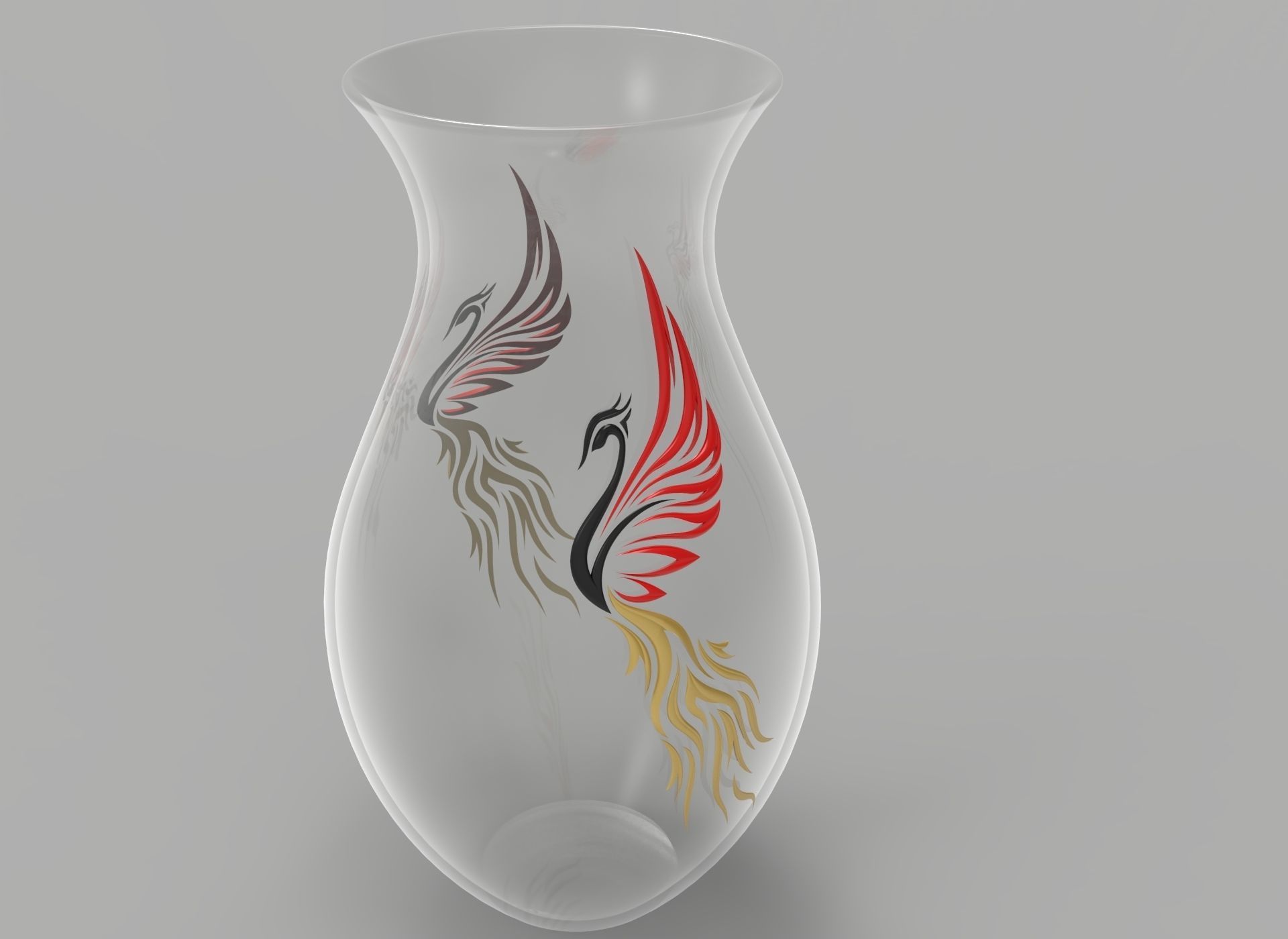 decorative phoenix vase 3D model_7