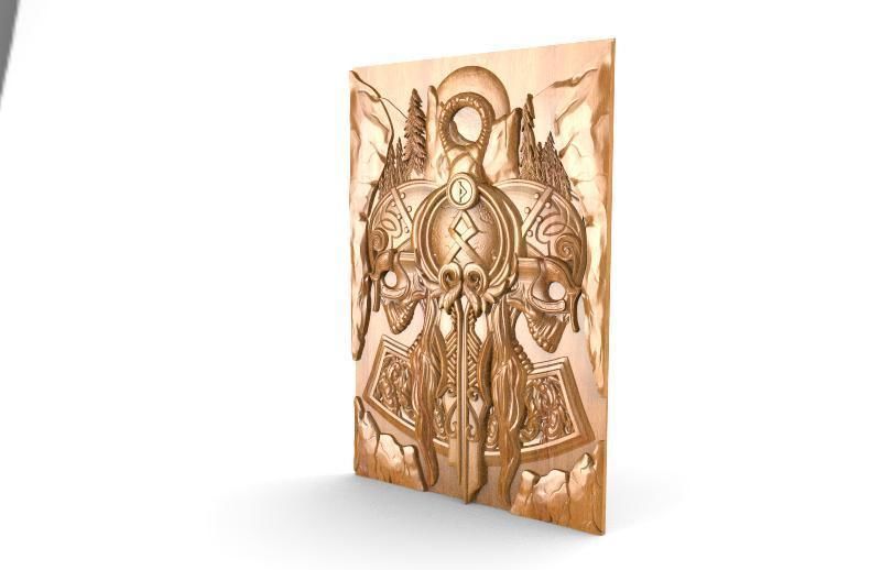 Viking skull CNC  3D print model_6