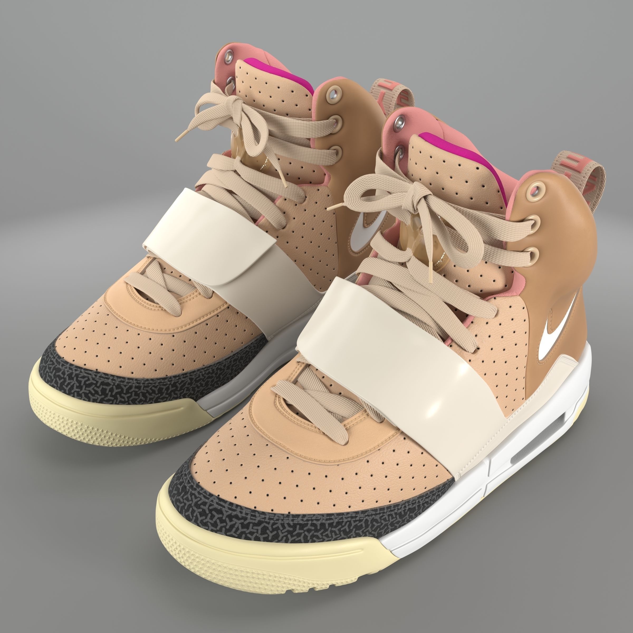 Nike Air Yeezy 1 Net Tan PBR Low-poly 3D model_4