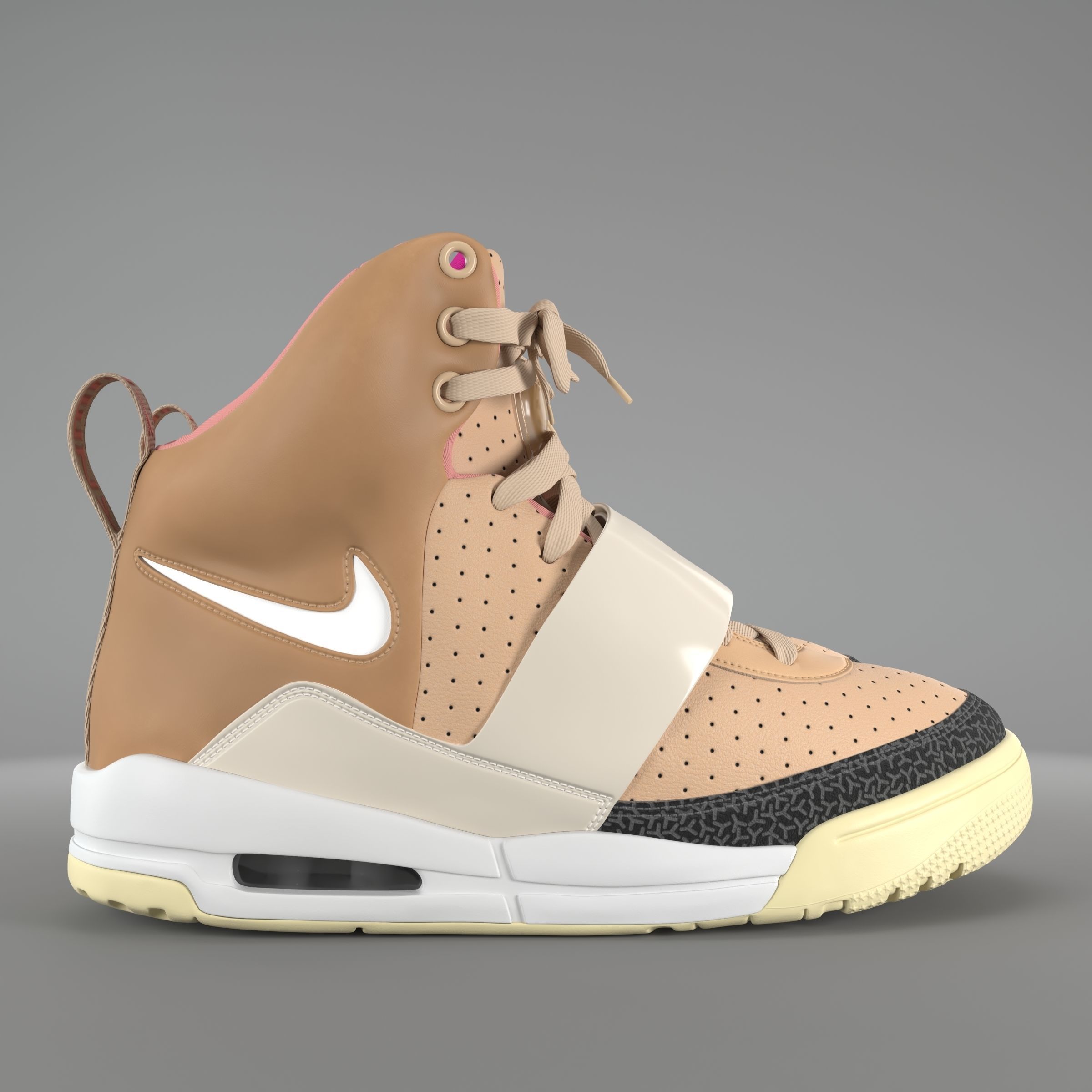 Nike Air Yeezy 1 Net Tan PBR Low-poly 3D model_3