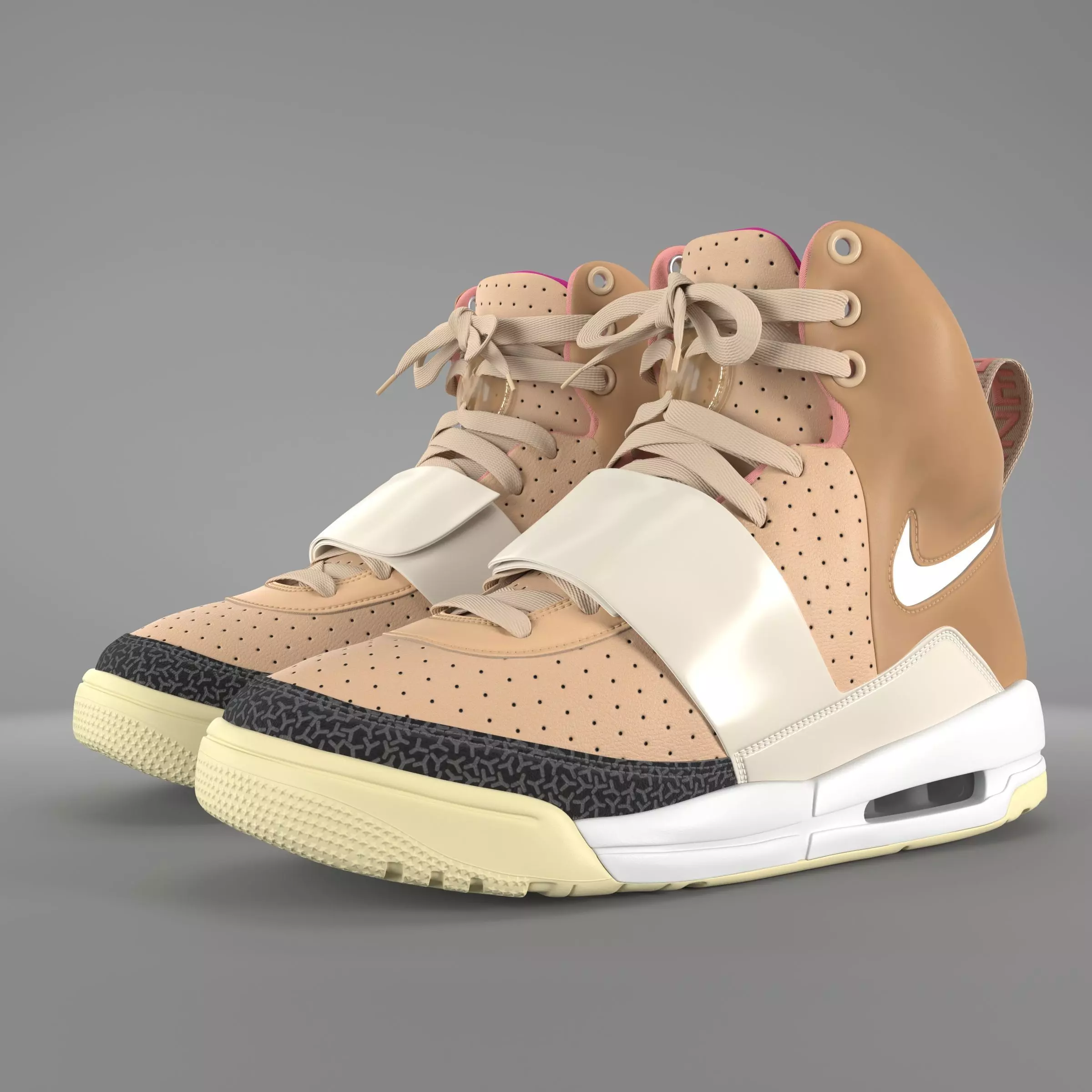 Nike Air Yeezy 1 Net Tan PBR Low-poly 3D model_0