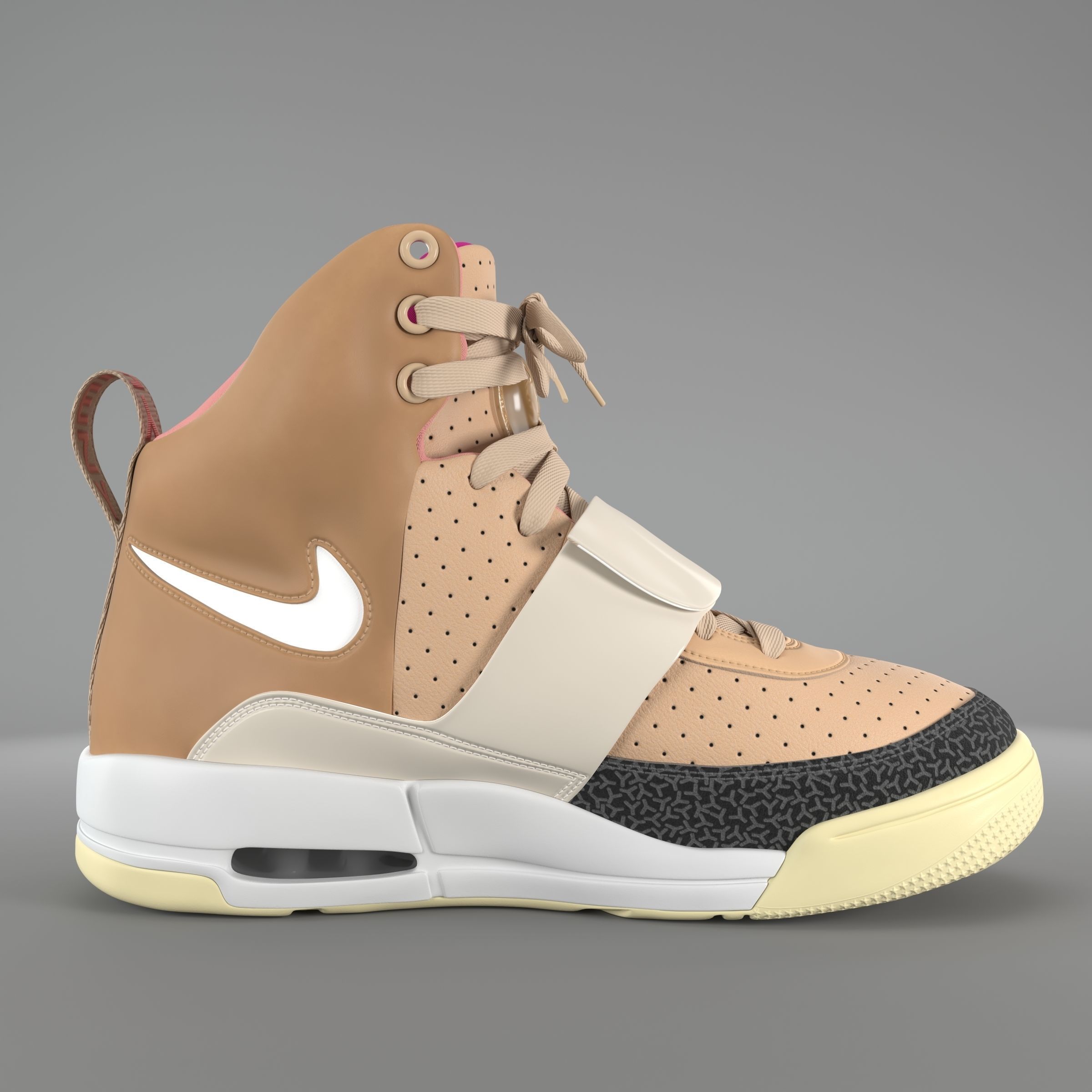Nike Air Yeezy 1 Net Tan PBR Low-poly 3D model_6
