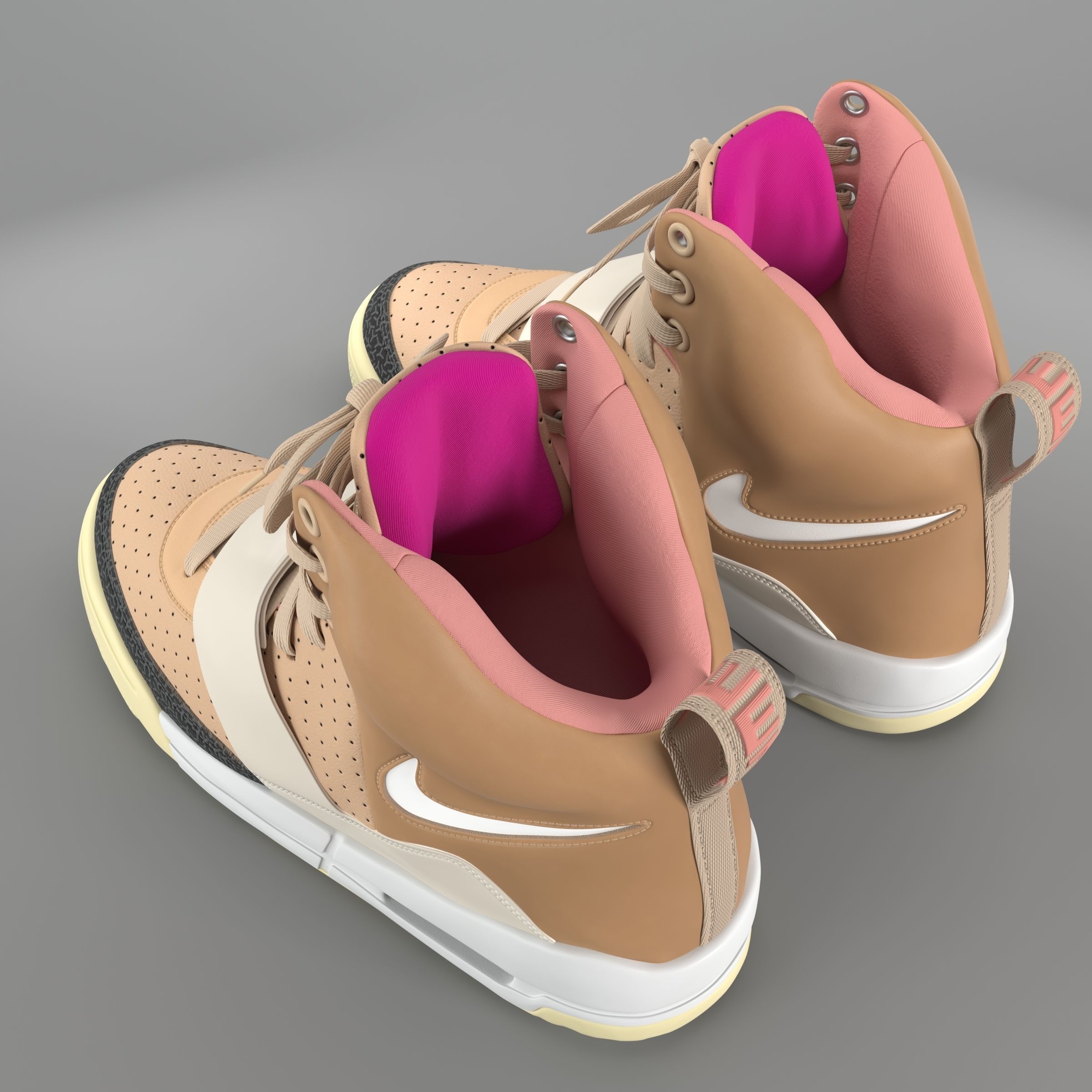 Nike Air Yeezy 1 Net Tan PBR Low-poly 3D model_5