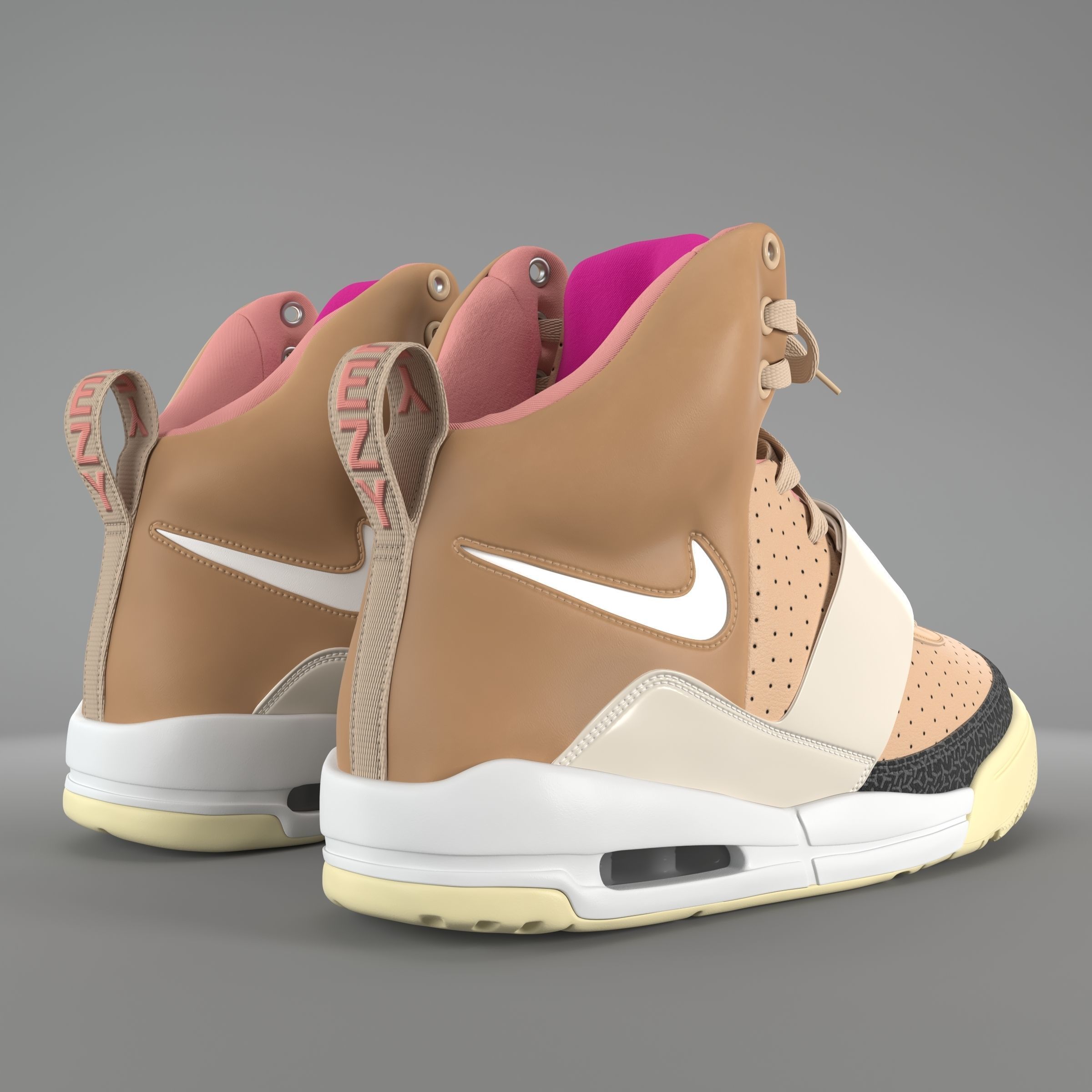 Nike Air Yeezy 1 Net Tan PBR Low-poly 3D model_2